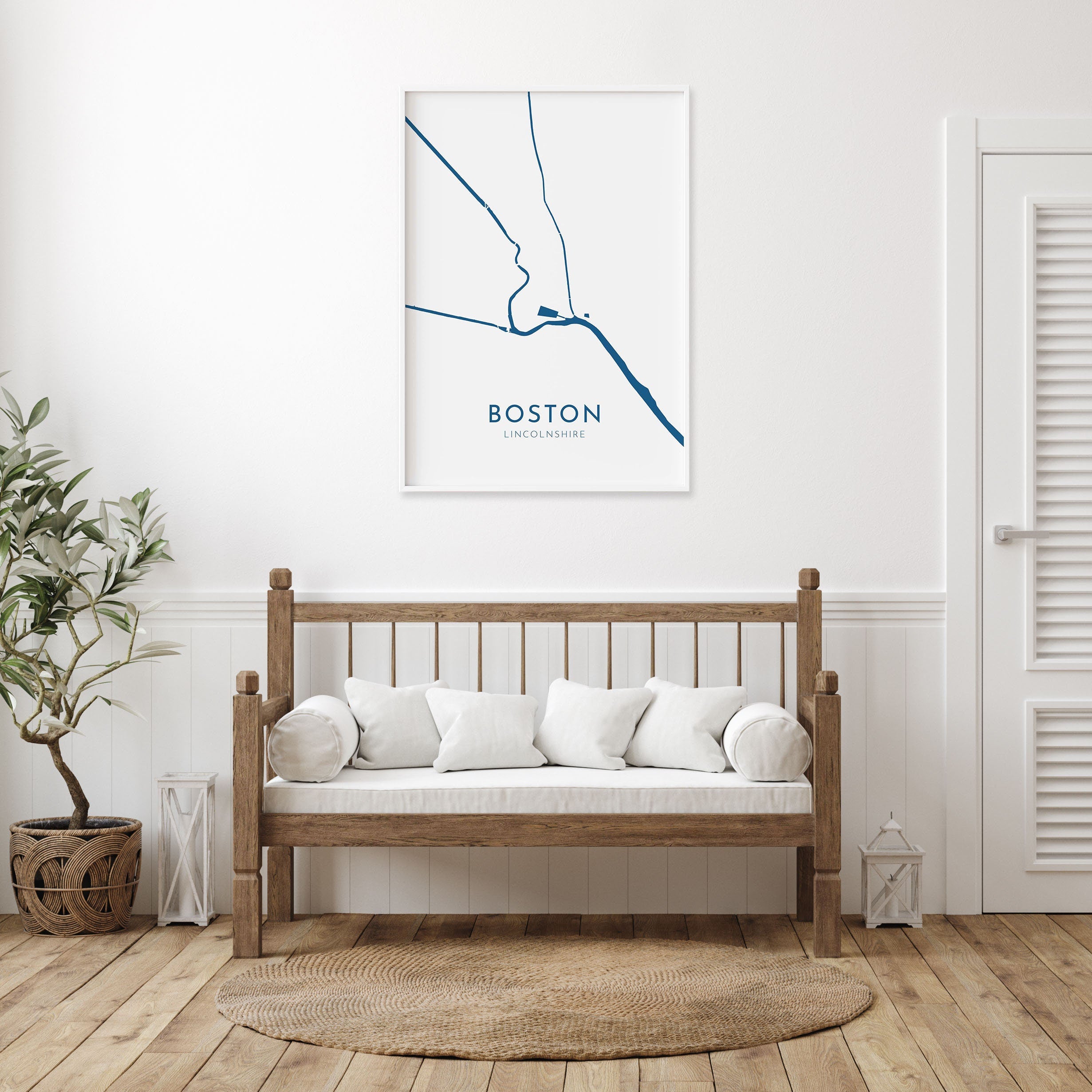 Boston UK Map Art - Boston Map Art, Boston Lincolnshire Travel Print, Lincolnshire Art Print, River Witham, The Haven, Lincolnshire Coast