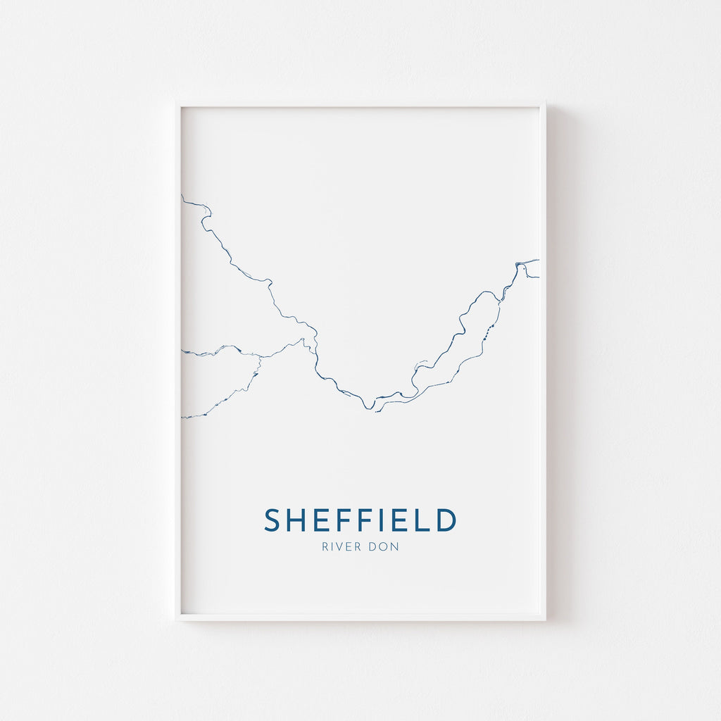 Sheffield Map Art - Yorkshire Map Art, Sheffield UK Map Art, River Don, Sheffield Travel Print