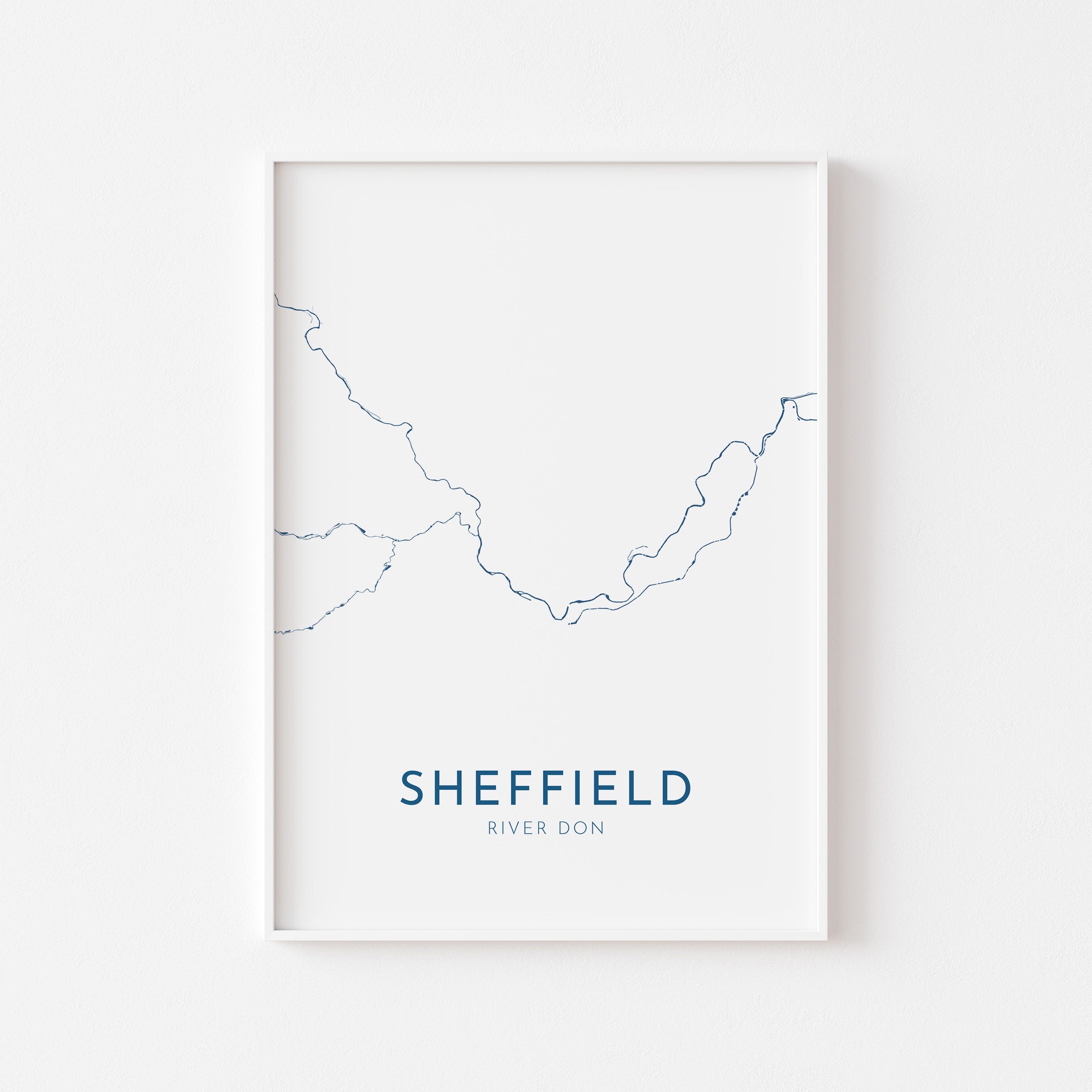 Sheffield Map Art - Yorkshire Map Art, Sheffield UK Map Art, River Don, Sheffield Travel Print