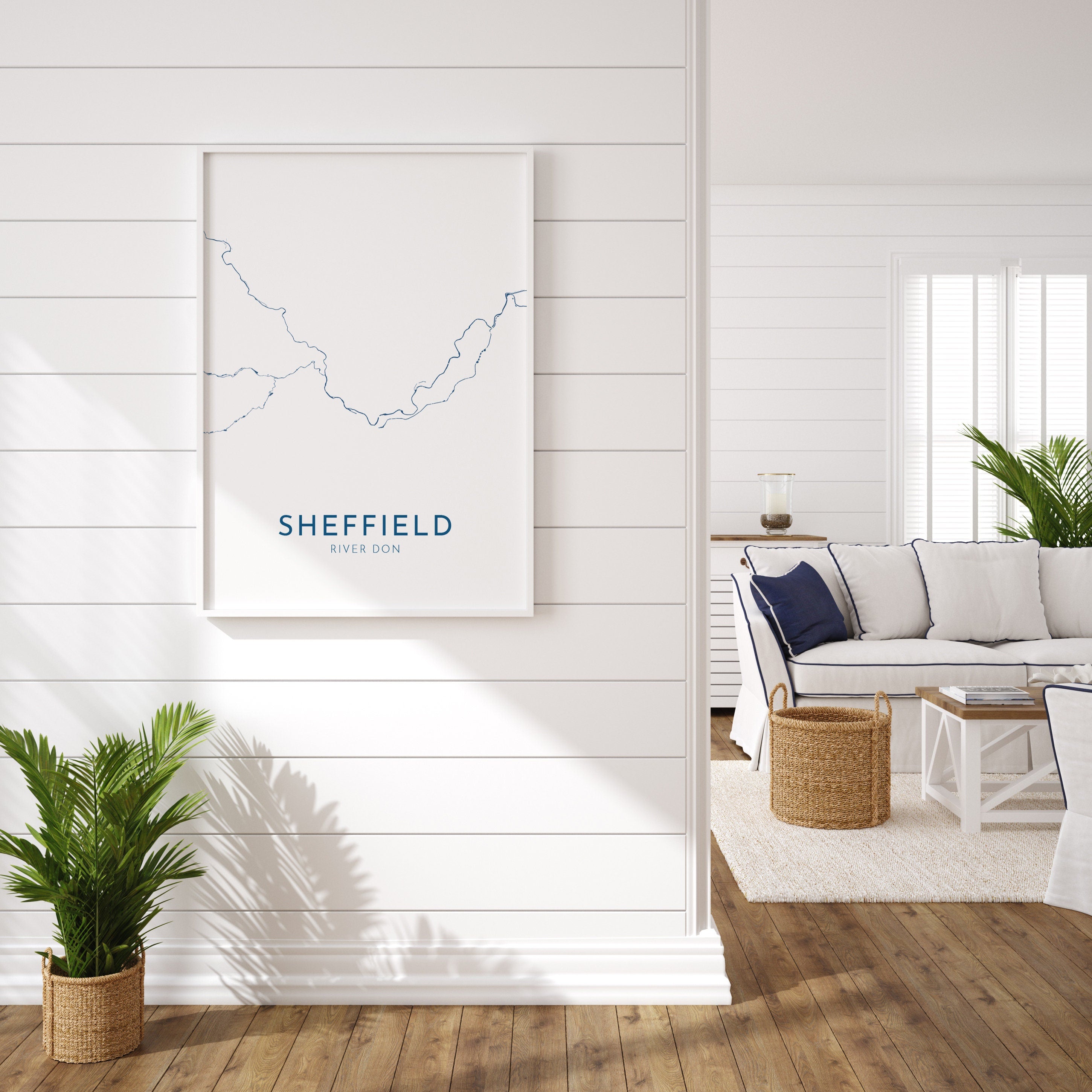 Sheffield Map Art - Yorkshire Map Art, Sheffield UK Map Art, River Don, Sheffield Travel Print