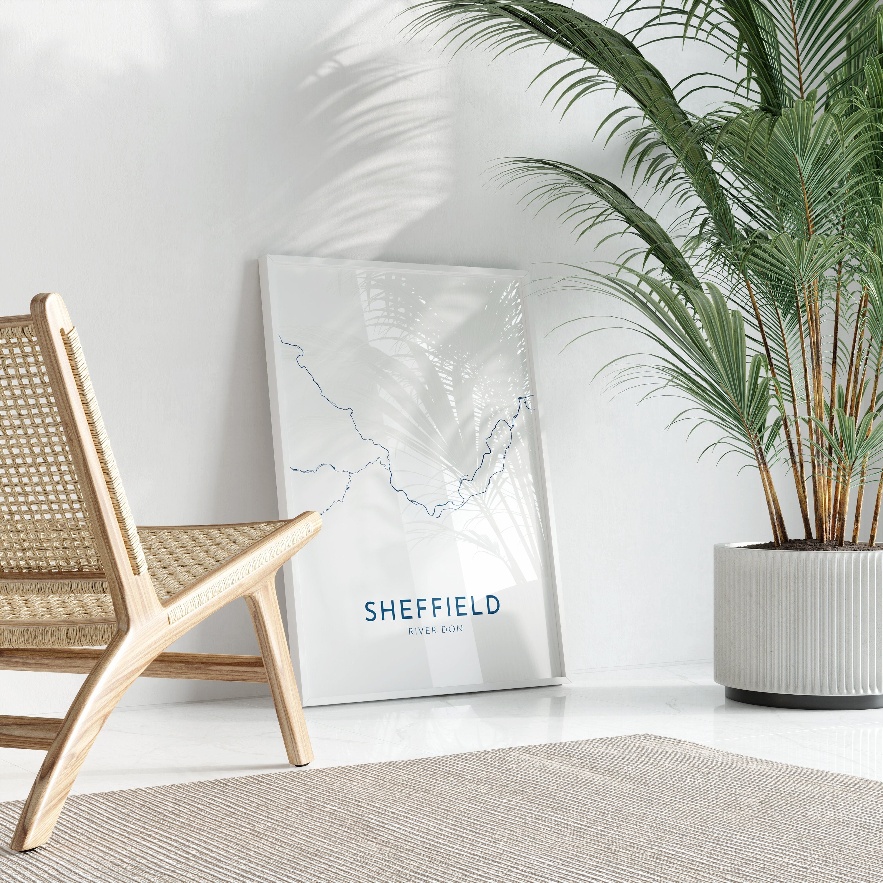 Sheffield Map Art - Yorkshire Map Art, Sheffield UK Map Art, River Don, Sheffield Travel Print