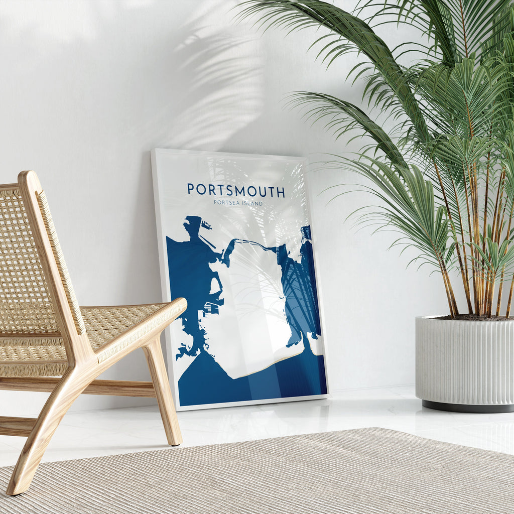 Portsmouth Map Art - Portsea Island Art Print, Portsmouth UK Map Art, Portsmouth Travel Print, Hampshire Map, UK City Map Art