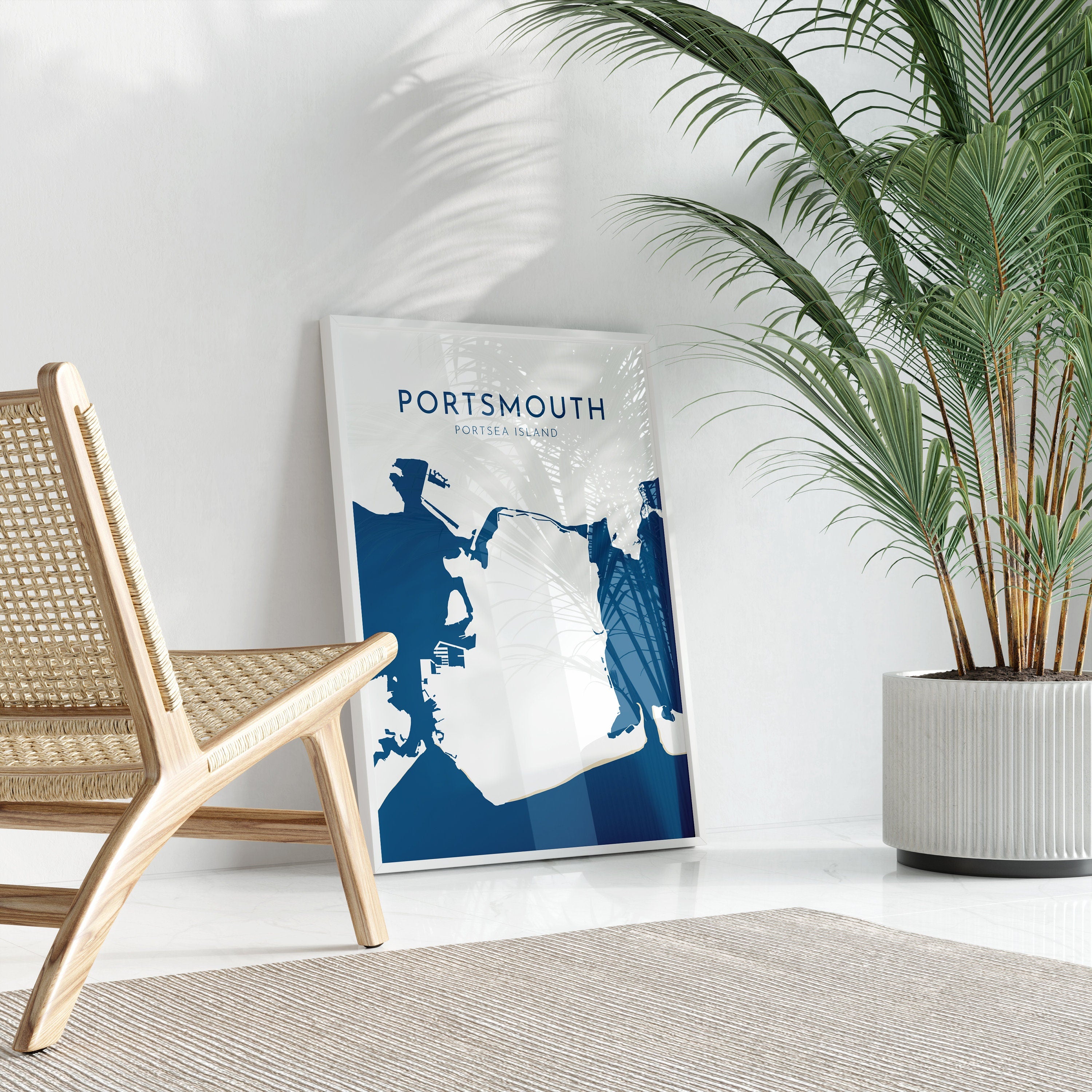 Portsmouth Map Art - Portsea Island Art Print, Portsmouth UK Map Art, Portsmouth Travel Print, Hampshire Map, UK City Map Art