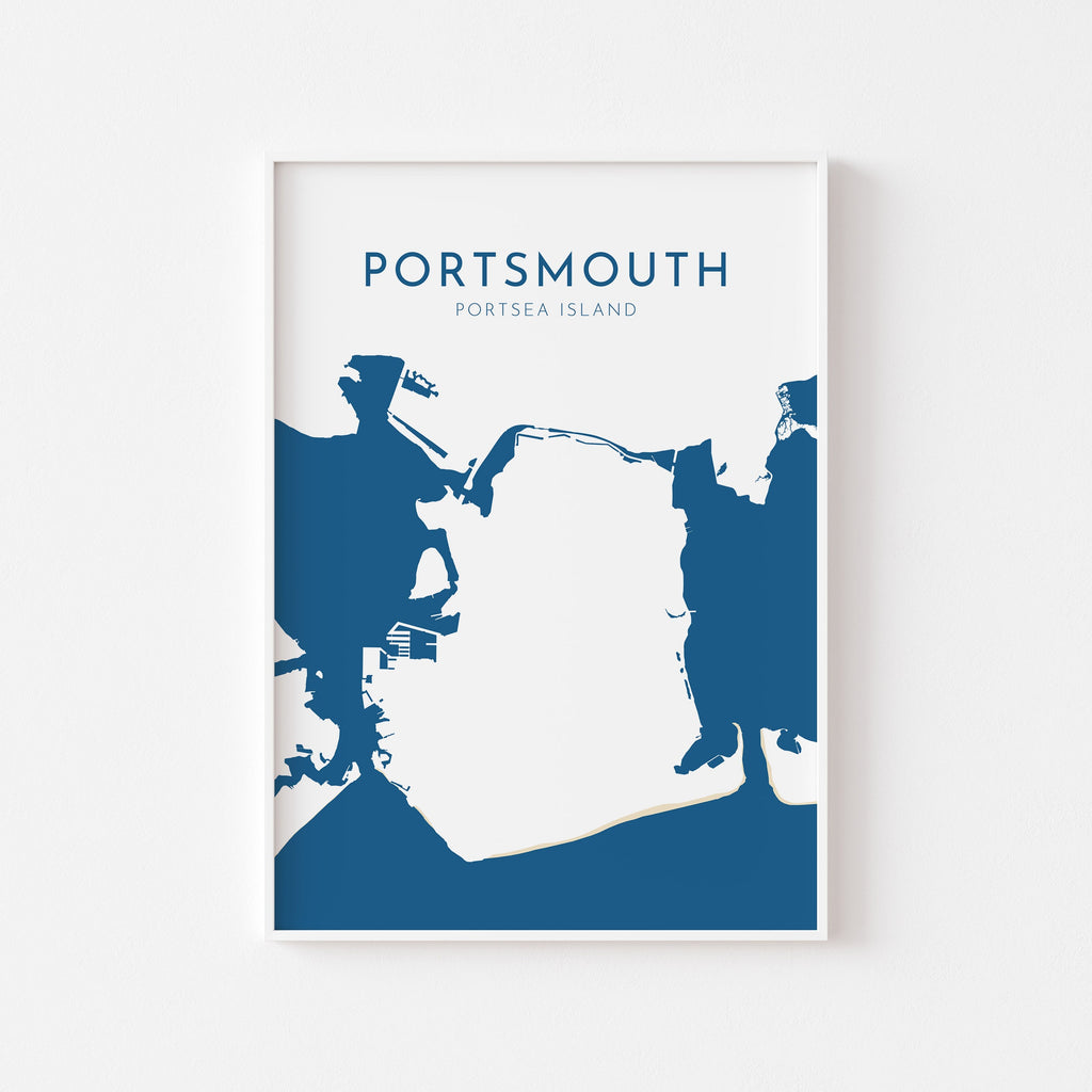 Portsmouth Map Art - Portsea Island Art Print, Portsmouth UK Map Art, Portsmouth Travel Print, Hampshire Map, UK City Map Art