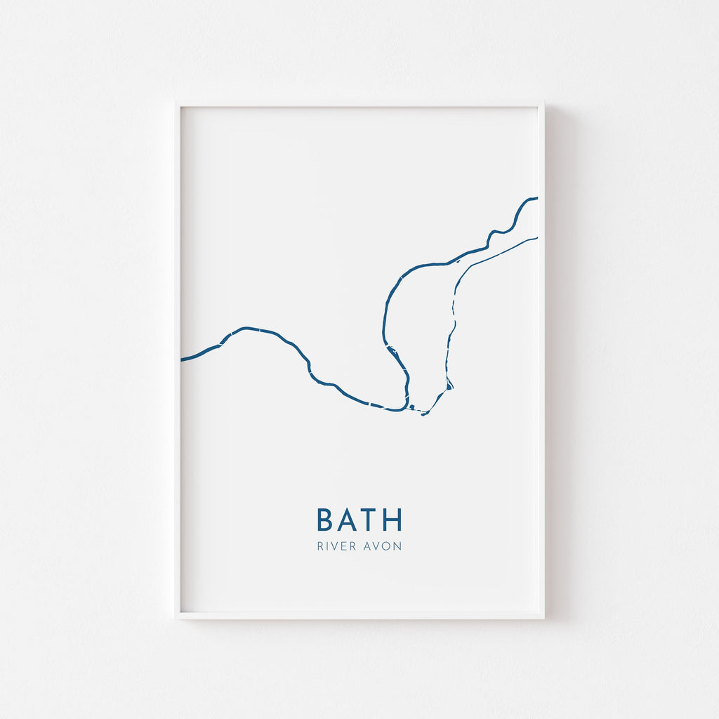 Bath Map Art - Bath River Avon Map Art, Bath UK Map Art, Bath Travel Print, River Avon Map, UK City Map Art, Somerset Art Print