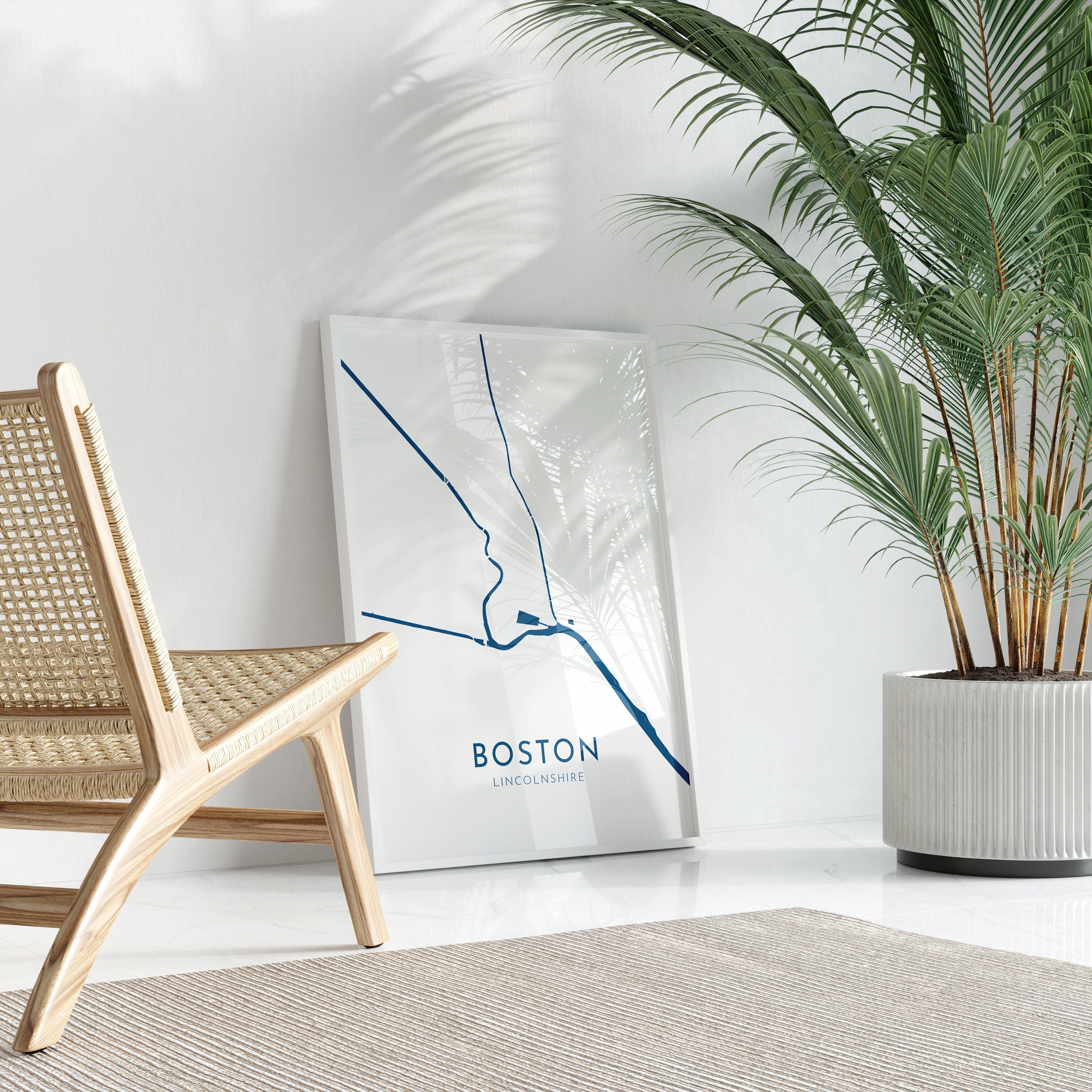 Boston UK Map Art - Boston Map Art, Boston Lincolnshire Travel Print, Lincolnshire Art Print, River Witham, The Haven, Lincolnshire Coast