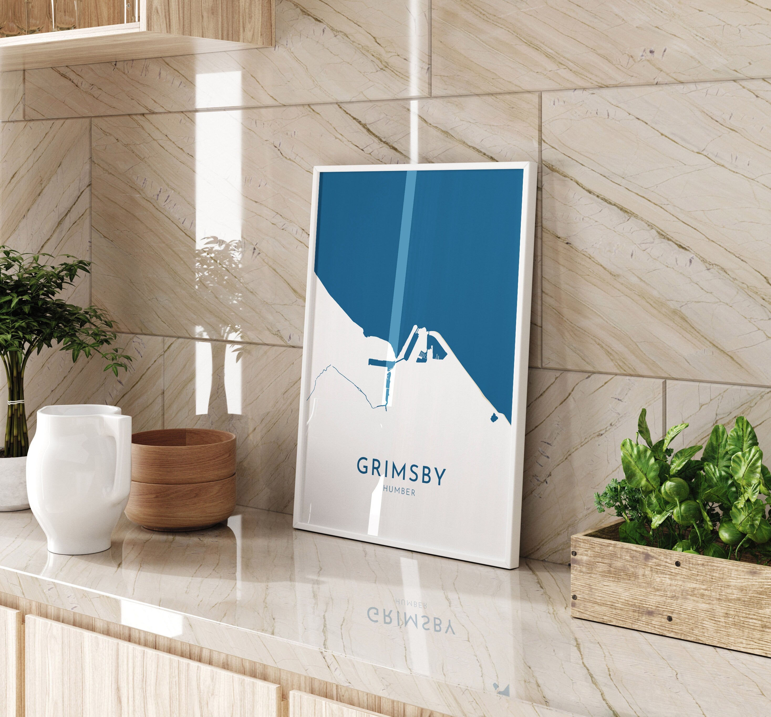 Grimsby Map Art - Grimsby The Humber Map, Grimsby UK Map, Grimsby Travel Print, The Humber, Hull Map Art, Lincolnshire Map Art Print