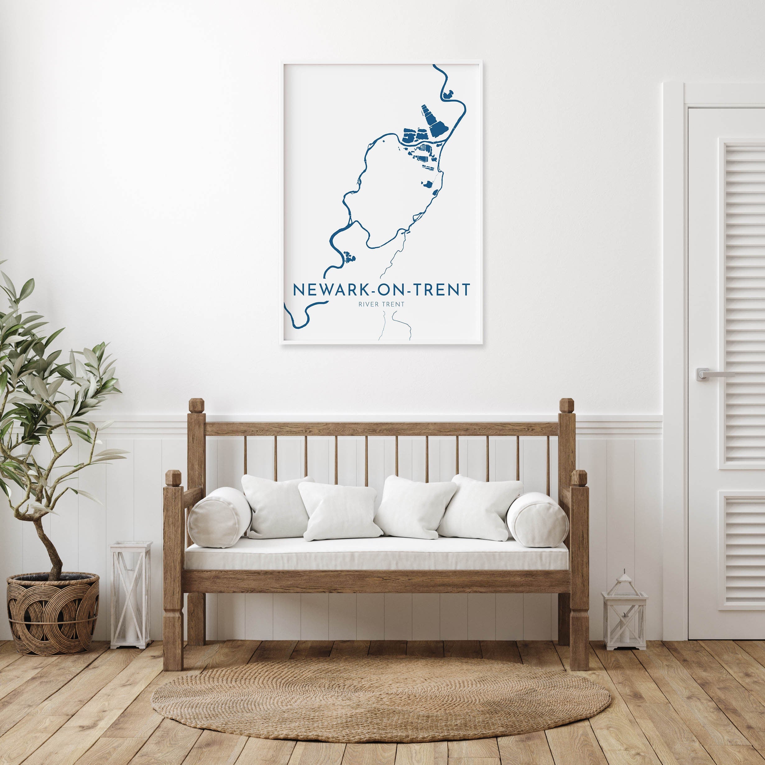 Newark-on-Trent Map Art - Newark UK Map Art, Newark Nottinghamshire Travel Print, Nottinghamshire Art Print, River Trent Map Art, Newark Map