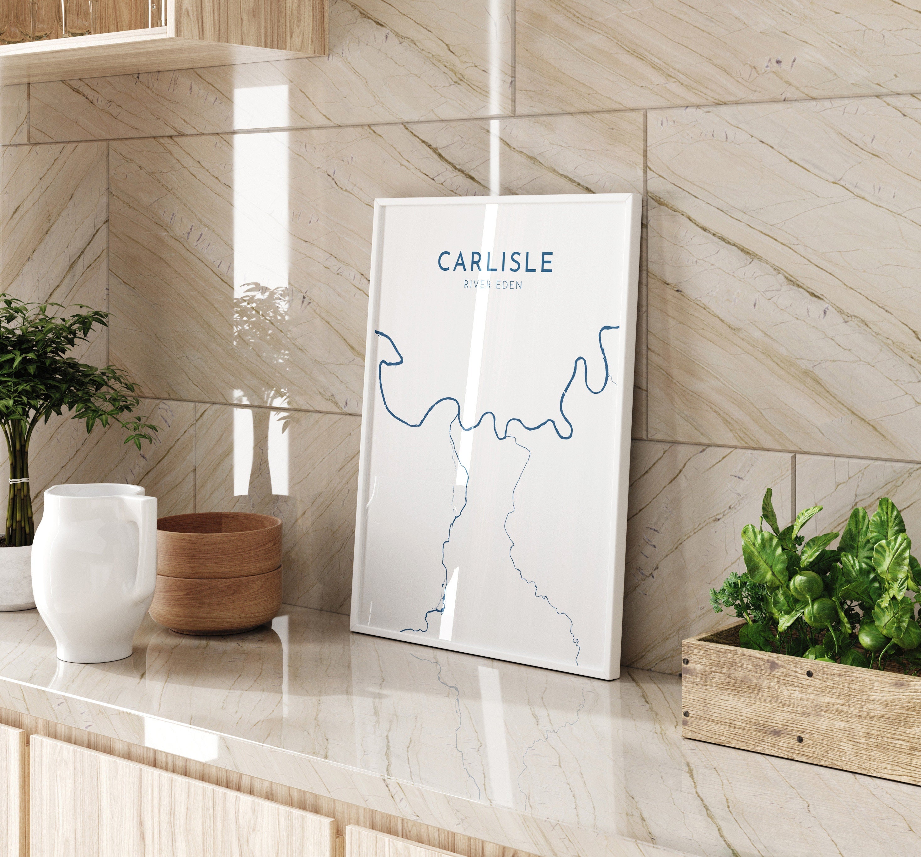 Carlisle Map Art - Carlisle UK Art Print, Carlisle England Map, River Map, Cumbria Map Art, Carlisle Travel Print Poster, UK City Map