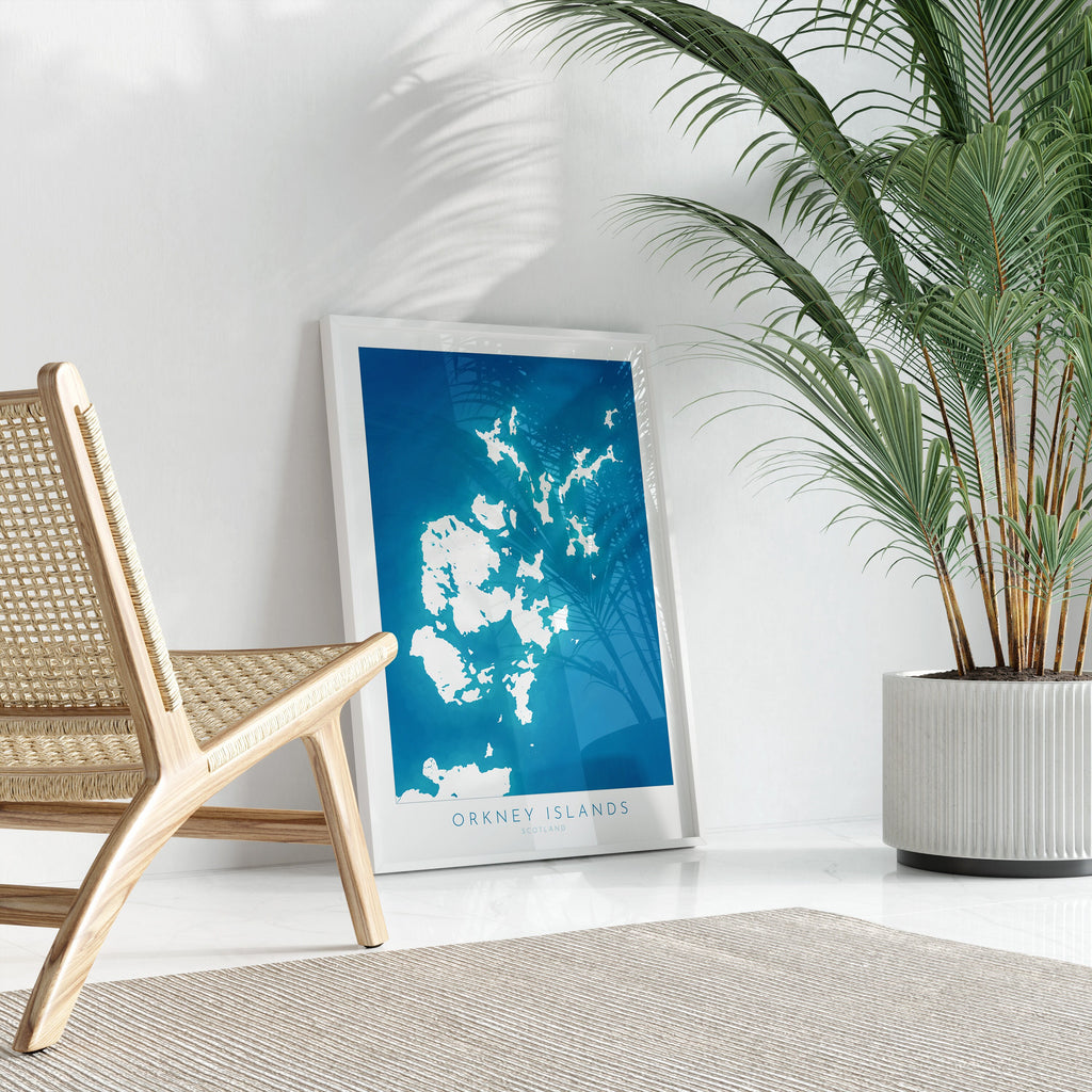 Orkney Islands Map Art - Orkney Islands Scotland Art Print, Orkney Scotland Gift, Scotland Map Art, Orkney Islands Map Blue, River Map