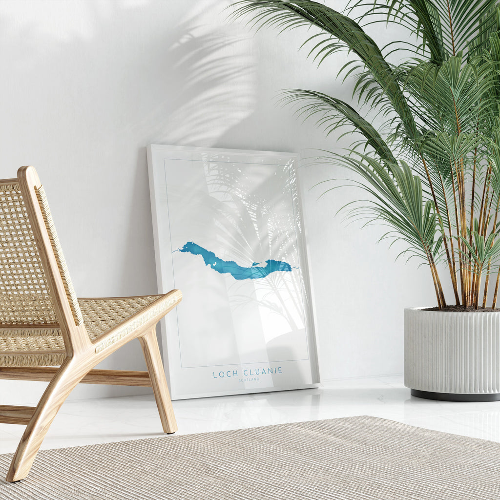 Loch Cluanie Map Art - Scottish Loch Maps, Loch Cluanie Art Print, Scotland Art Print, Scotland Gift, Scotland Map Art, Loch Gift