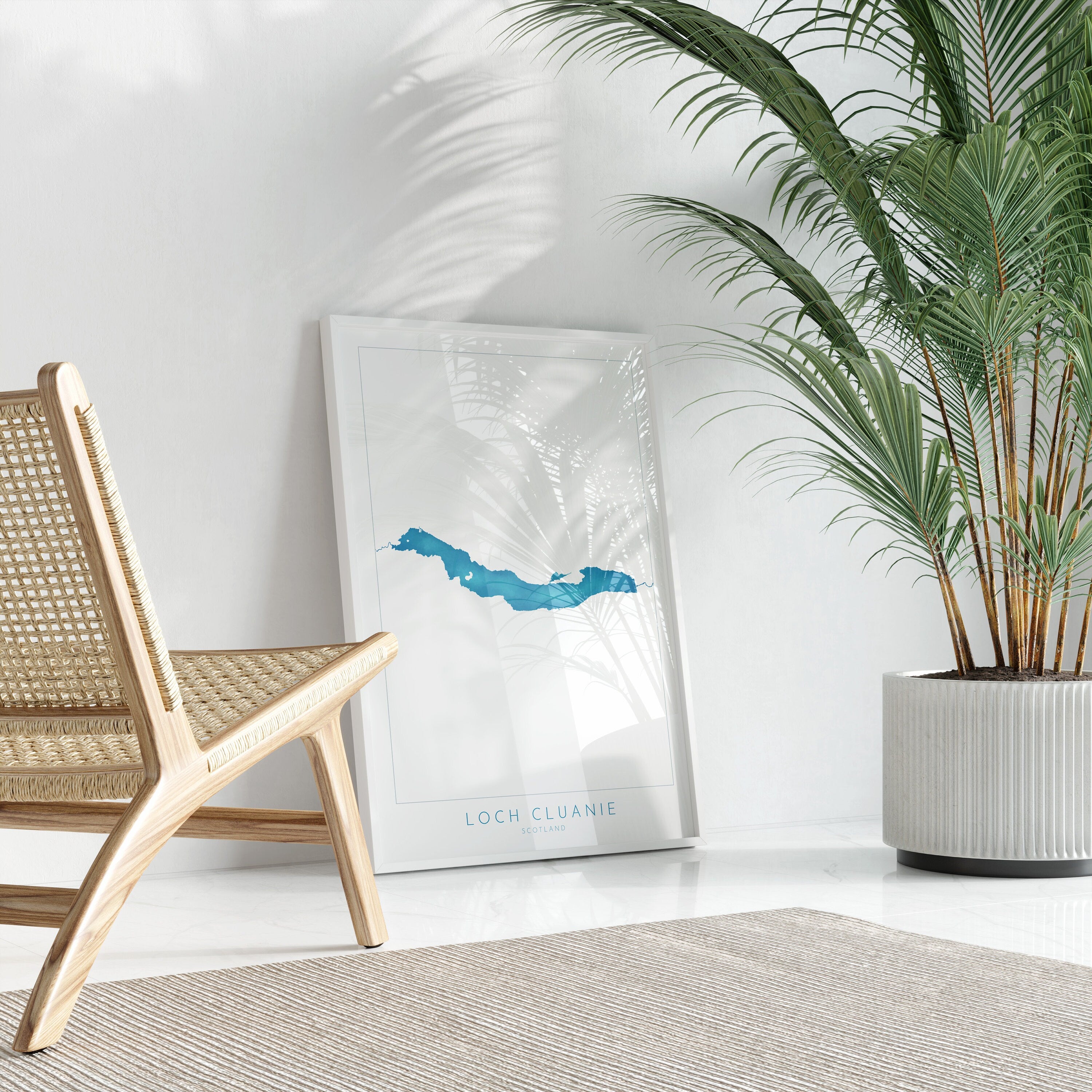 Loch Cluanie Map Art - Scottish Loch Maps, Loch Cluanie Art Print, Scotland Art Print, Scotland Gift, Scotland Map Art, Loch Gift