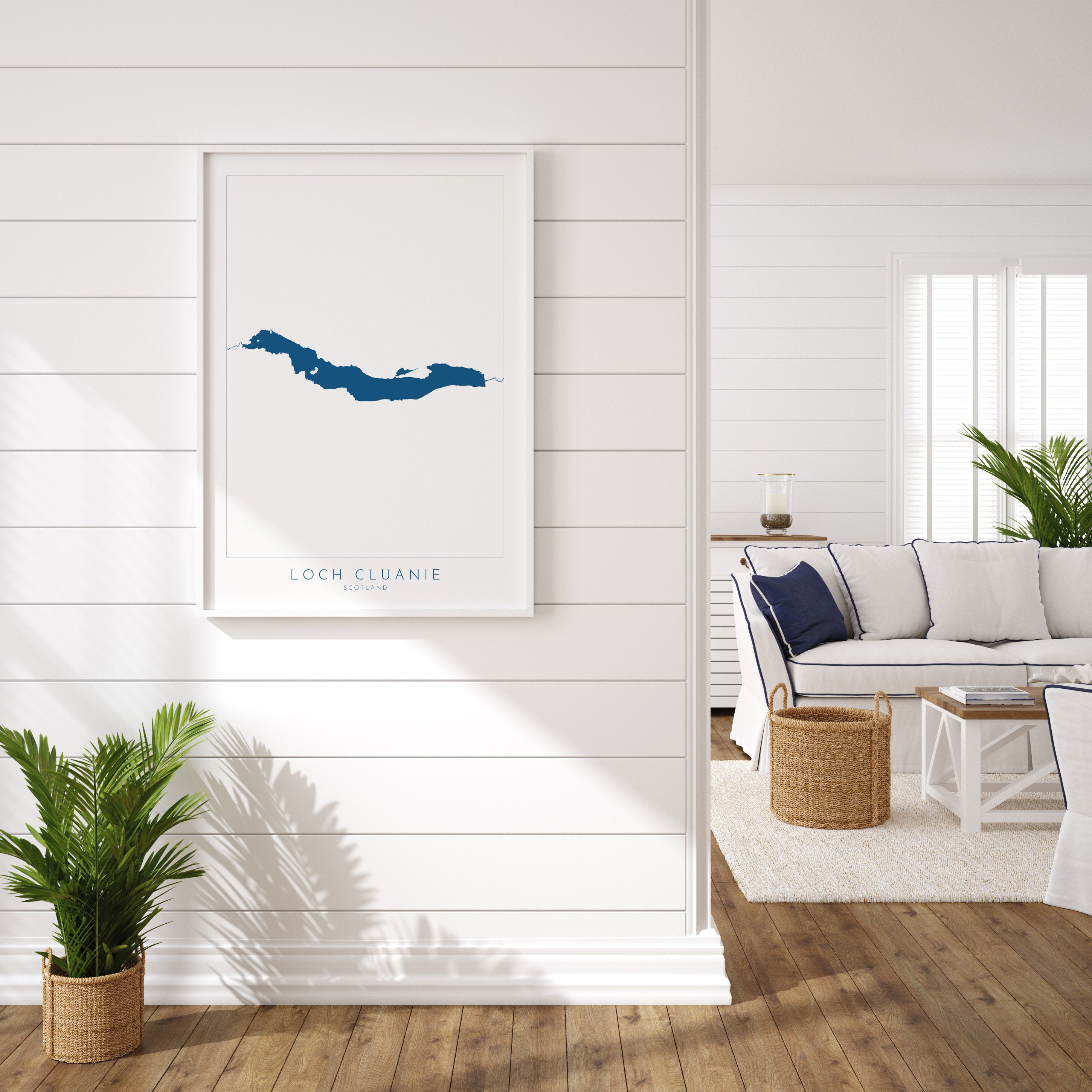 Loch Cluanie Map Art - Scottish Loch Maps, Loch Cluanie Art Print, Scotland Art Print, Scotland Gift, Scotland Map Art, Loch Gift