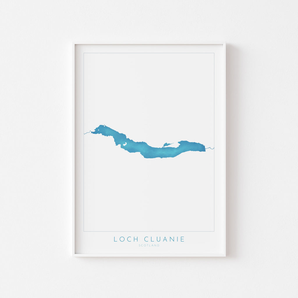 Loch Cluanie Map Art - Scottish Loch Maps, Loch Cluanie Art Print, Scotland Art Print, Scotland Gift, Scotland Map Art, Loch Gift