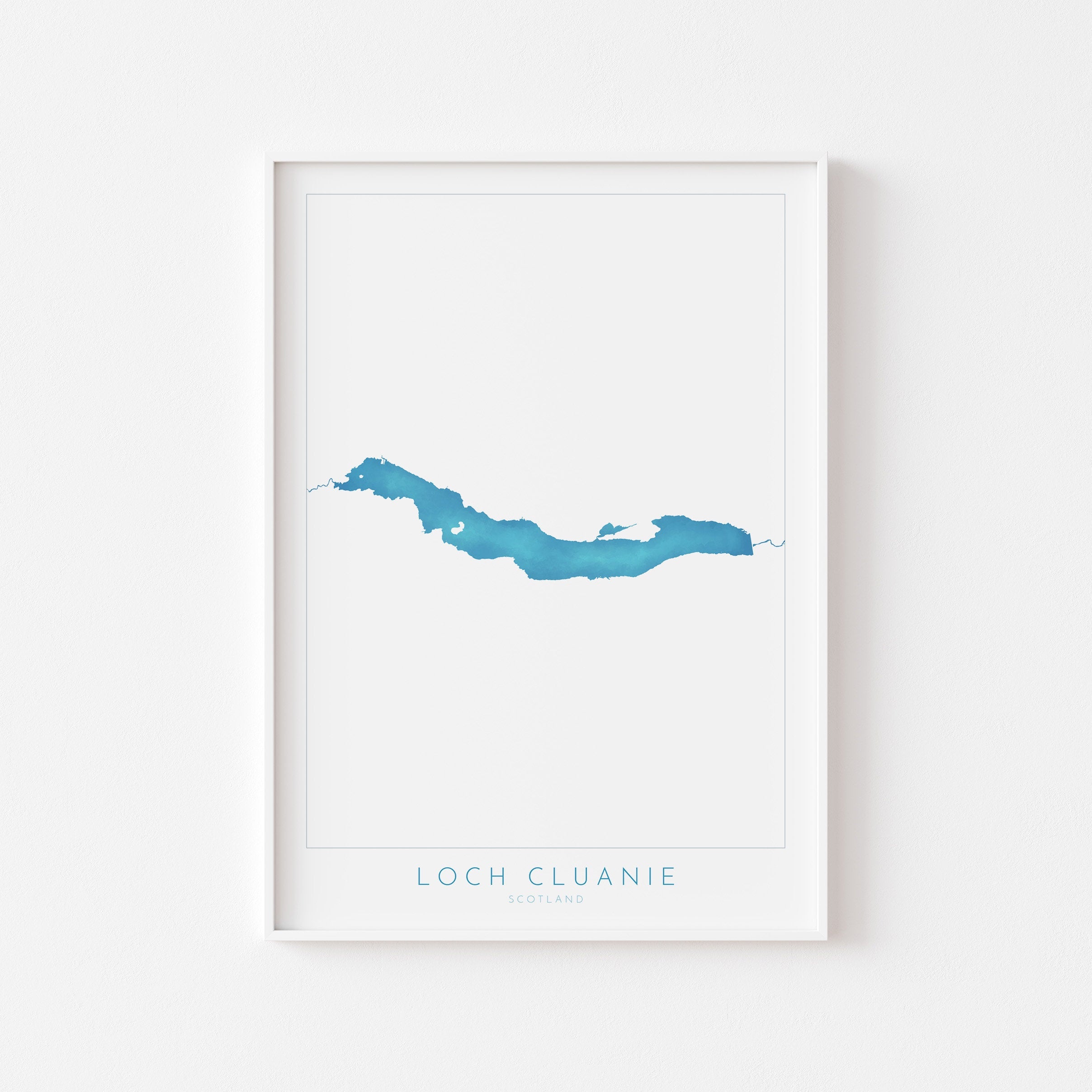 Loch Cluanie Map Art - Scottish Loch Maps, Loch Cluanie Art Print, Scotland Art Print, Scotland Gift, Scotland Map Art, Loch Gift