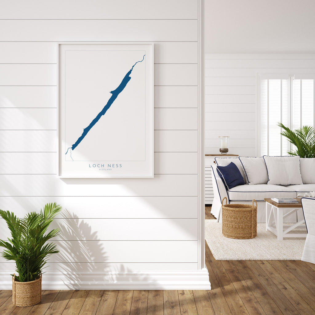 Loch Ness Map Art - Scottish Loch Maps, Loch Ness Art Print, Scotland Art Print, Scotland Gift, Scotland Map Art, Loch Ness Gift