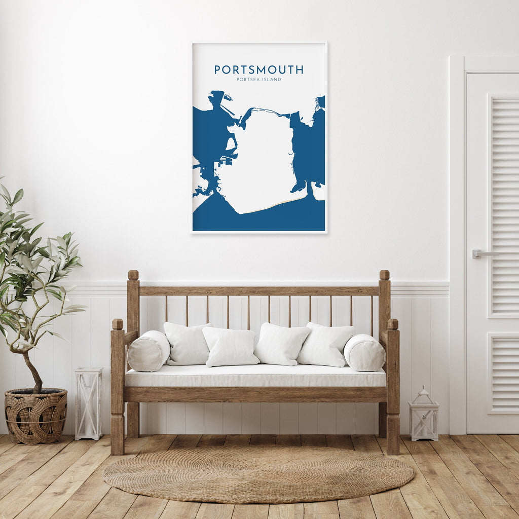 Portsmouth Map Art - Portsea Island Art Print, Portsmouth UK Map Art, Portsmouth Travel Print, Hampshire Map, UK City Map Art