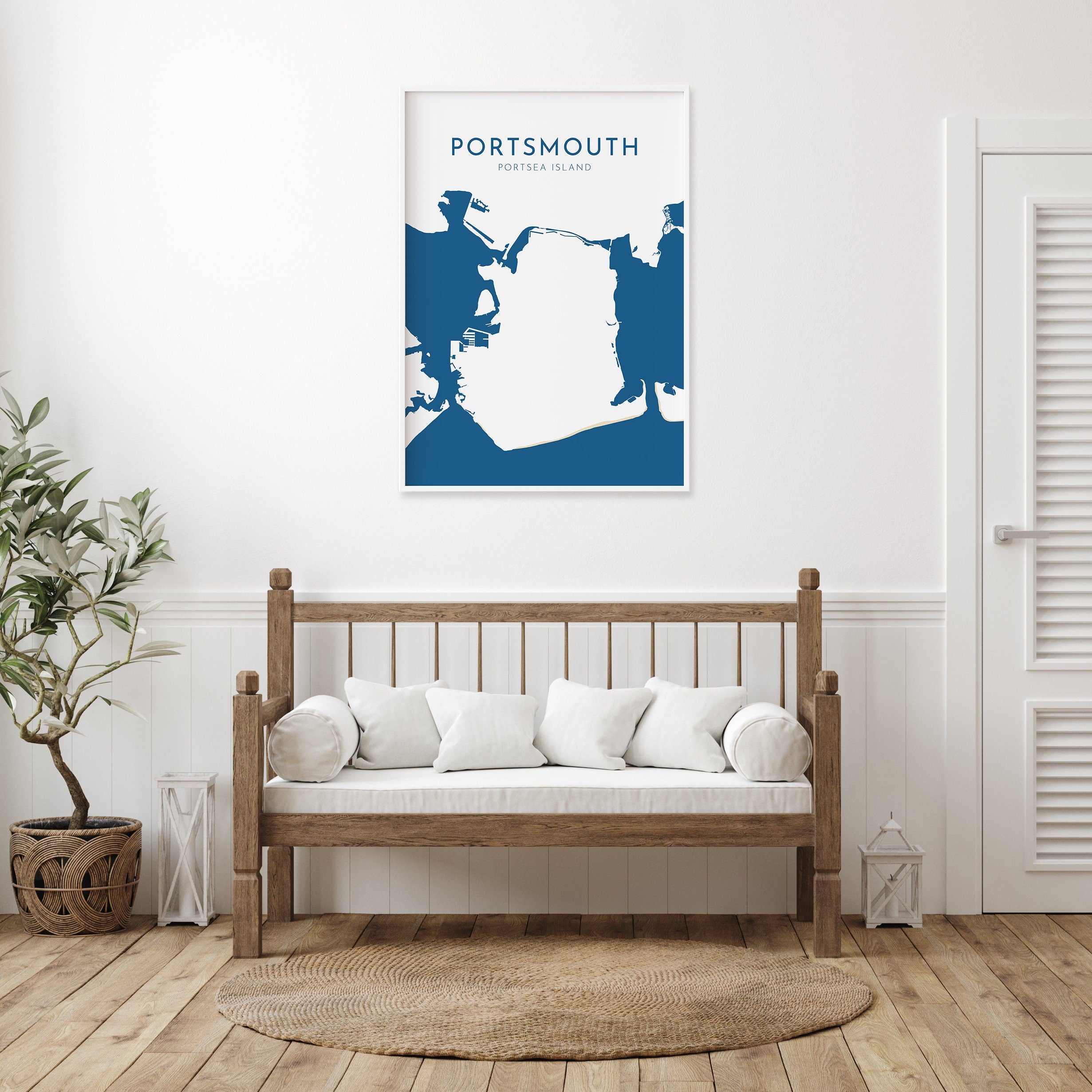 Portsmouth Map Art - Portsea Island Art Print, Portsmouth UK Map Art, Portsmouth Travel Print, Hampshire Map, UK City Map Art