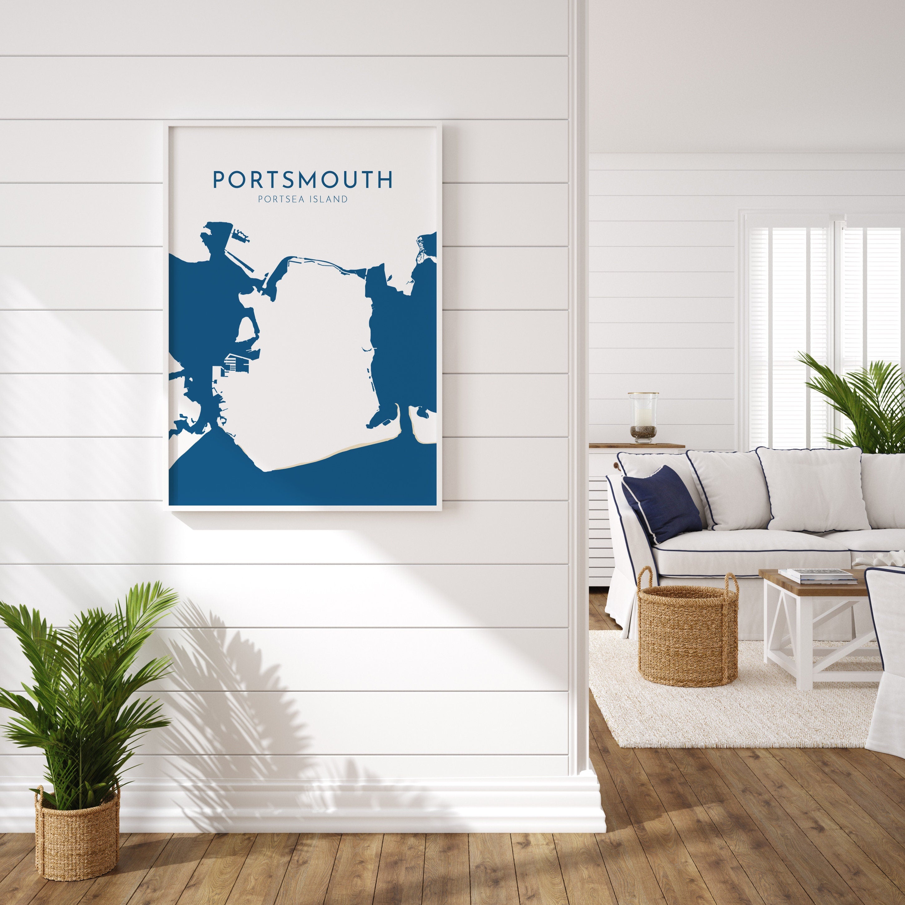 Portsmouth Map Art - Portsea Island Art Print, Portsmouth UK Map Art, Portsmouth Travel Print, Hampshire Map, UK City Map Art