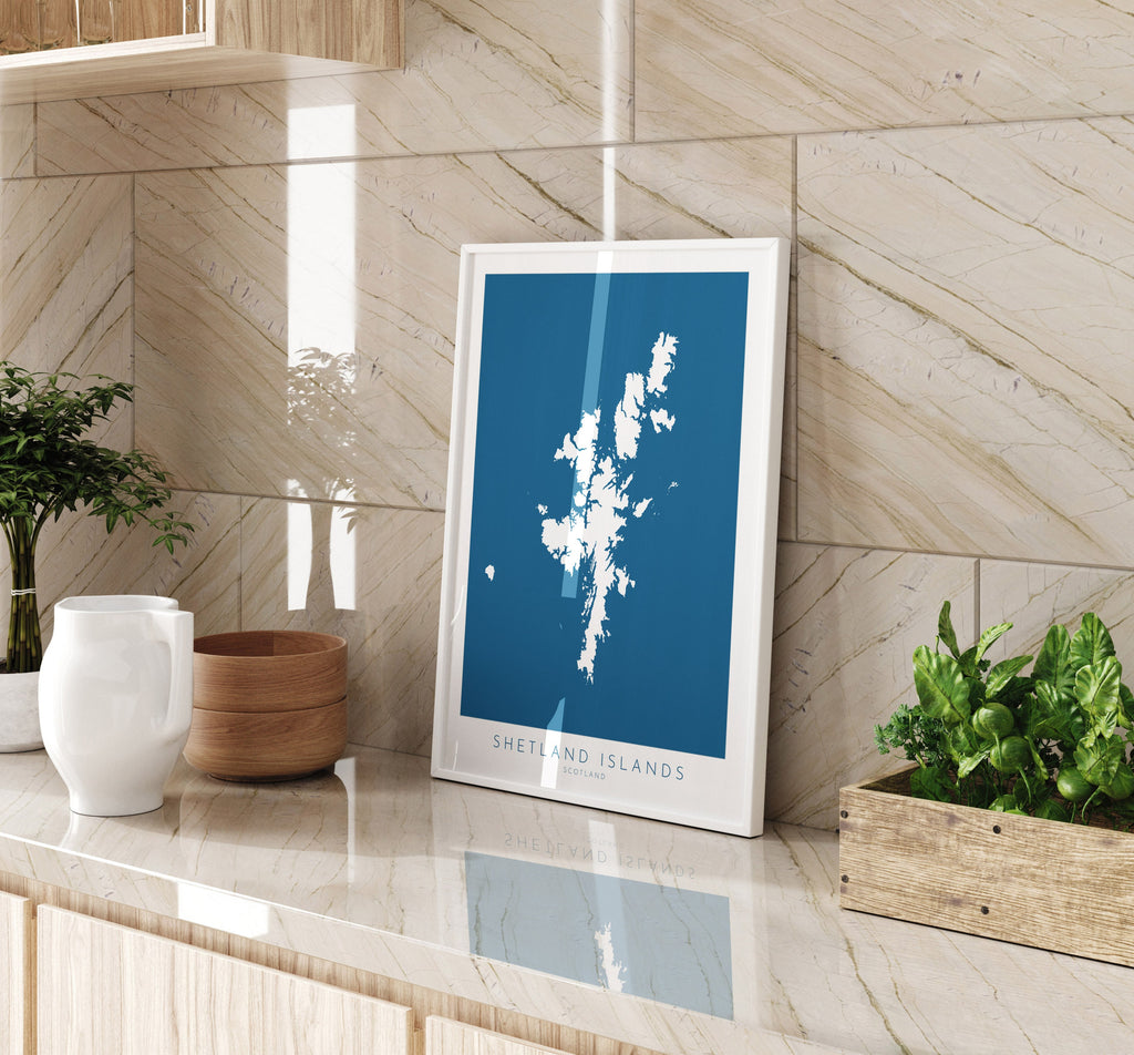 Shetland Islands Map Art - Shetland Islands Scotland Art Print, Shetland Scotland Gift, Scotland Map Art, Shetland Islands Map Blue
