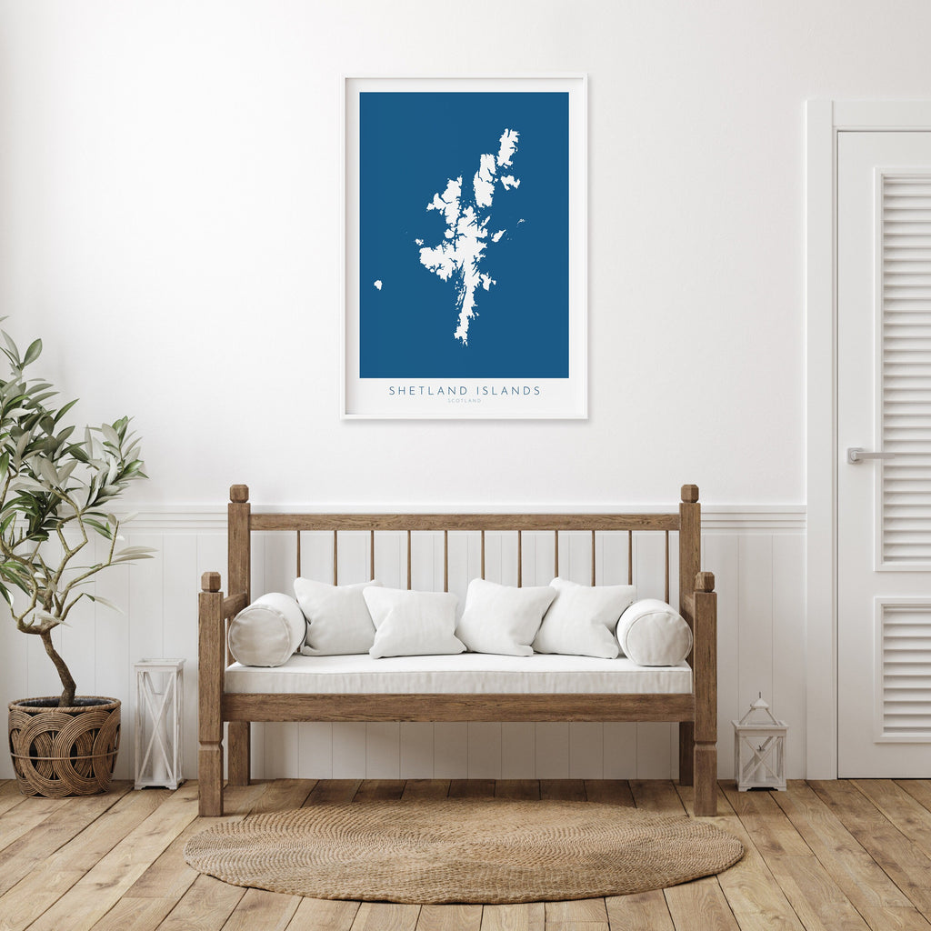 Shetland Islands Map Art - Shetland Islands Scotland Art Print, Shetland Scotland Gift, Scotland Map Art, Shetland Islands Map Blue