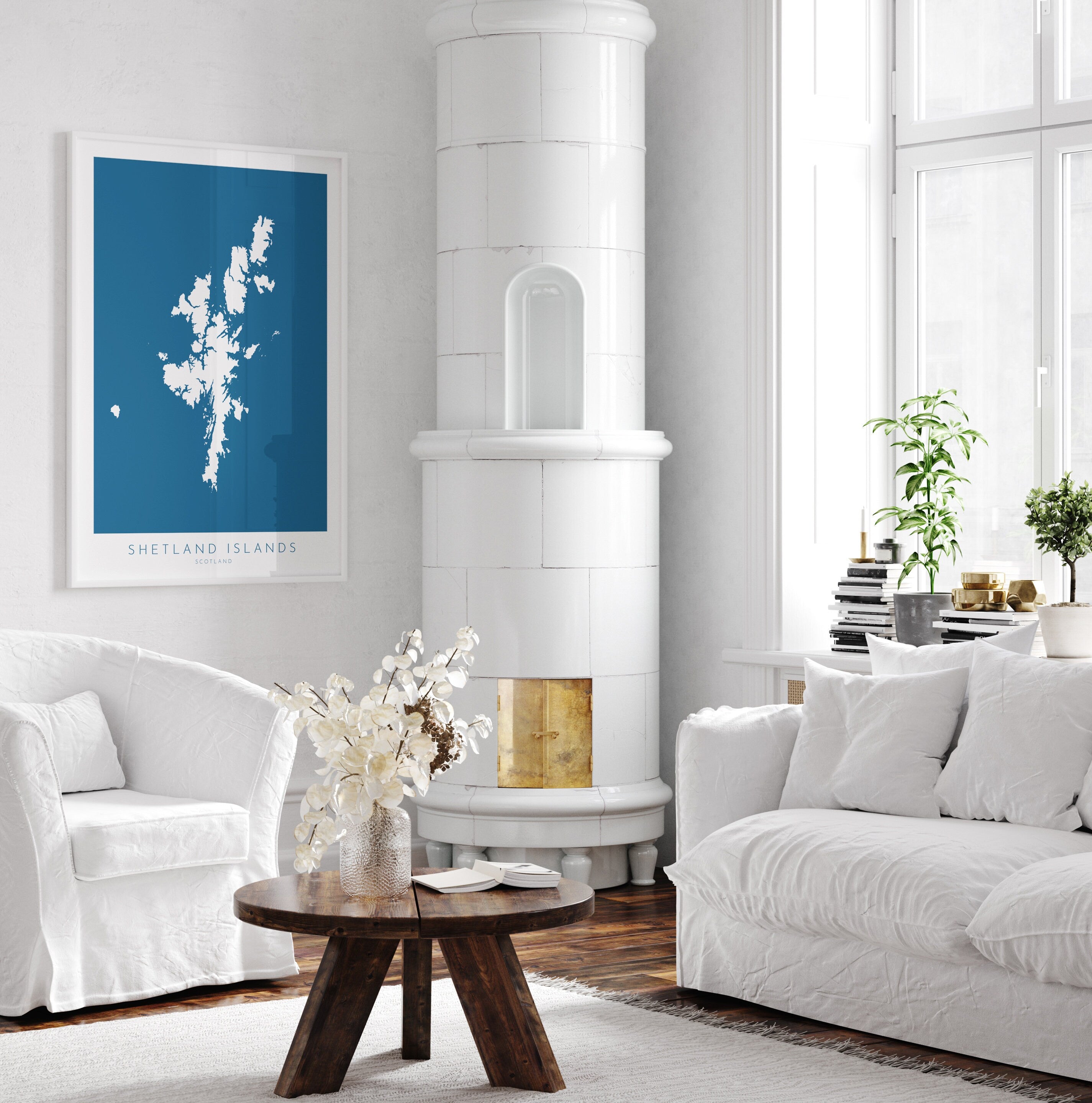 Shetland Islands Map Art - Shetland Islands Scotland Art Print, Shetland Scotland Gift, Scotland Map Art, Shetland Islands Map Blue