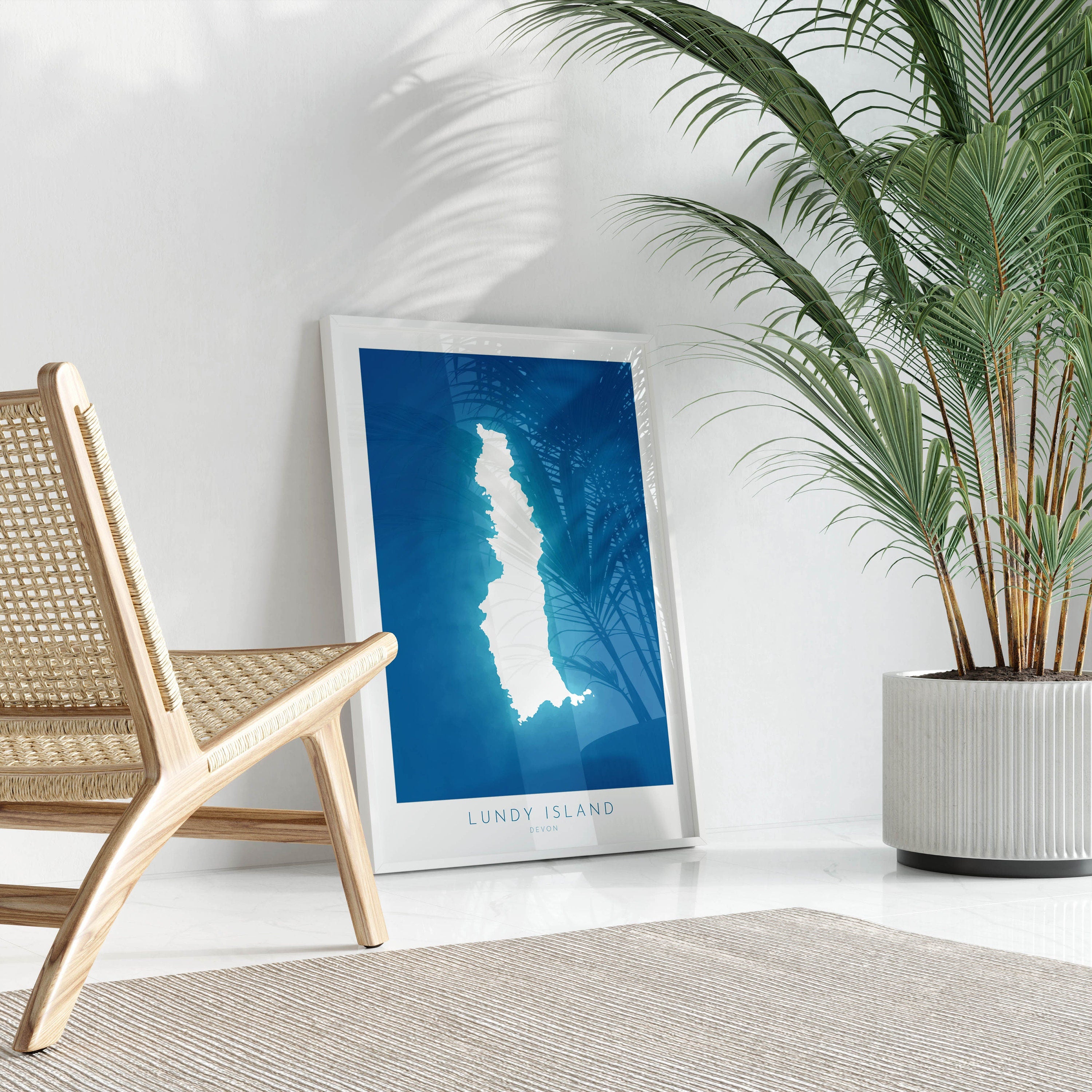 Lundy Island Map Art - Lundy Island Devon Art Print, Lundy Devon Gift, Devon Map Art, Lundy Devon Art, Lundy Island Map Blue, Navy