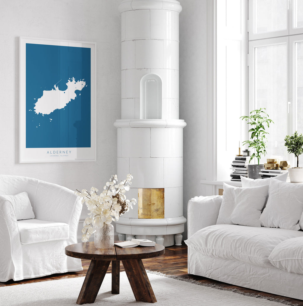 Alderney Island Map Art - Alderney Channel Islands Art Print, Alderney Gift, Channel Islands Map Art, Jersey Map, Guernsey Map Art