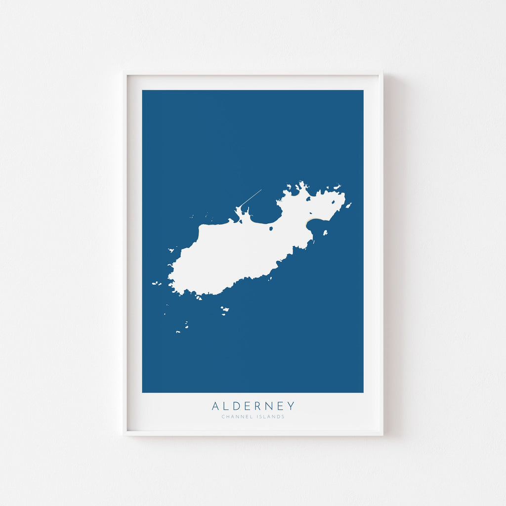 Alderney Island Map Art - Alderney Channel Islands Art Print, Alderney Gift, Channel Islands Map Art, Jersey Map, Guernsey Map Art