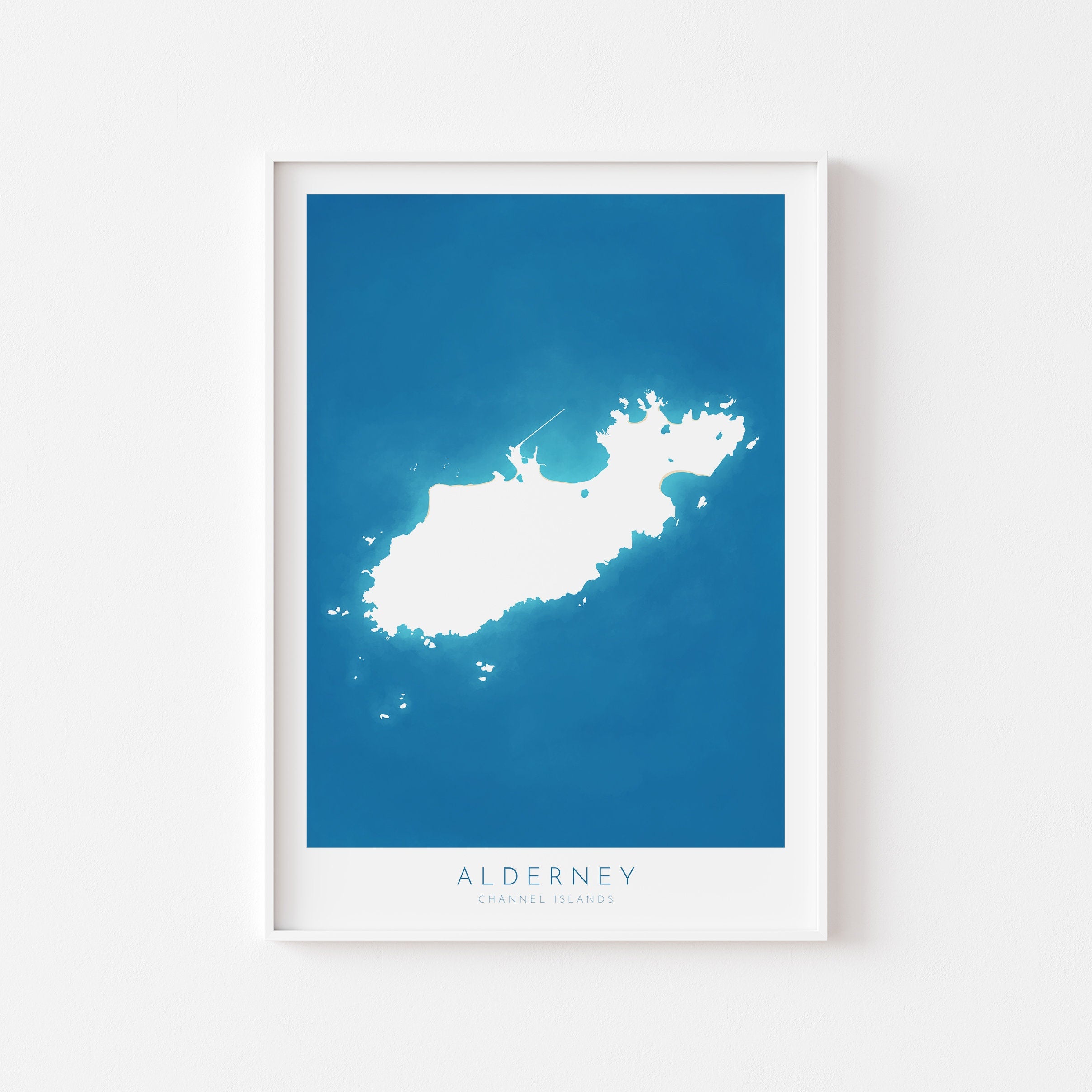 Alderney Island Map Art - Alderney Channel Islands Art Print, Alderney Gift, Channel Islands Map Art, Jersey Map, Guernsey Map Art
