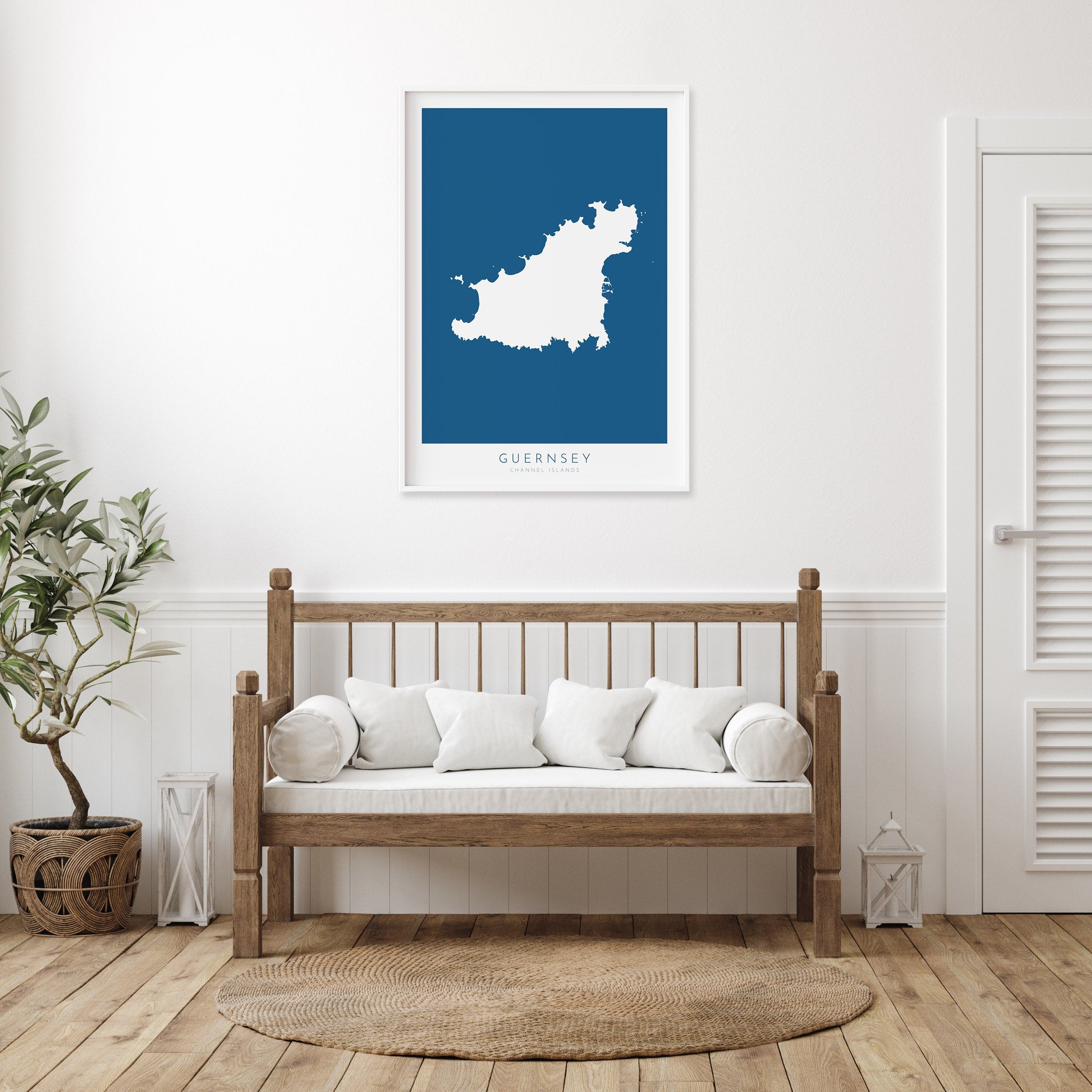 Guernsey Map Art - Guernsey Island Art Print, Channel Islands Gift, Channel Islands Map Art, Guernsey Map Blue, Les Martins Map Art Navy