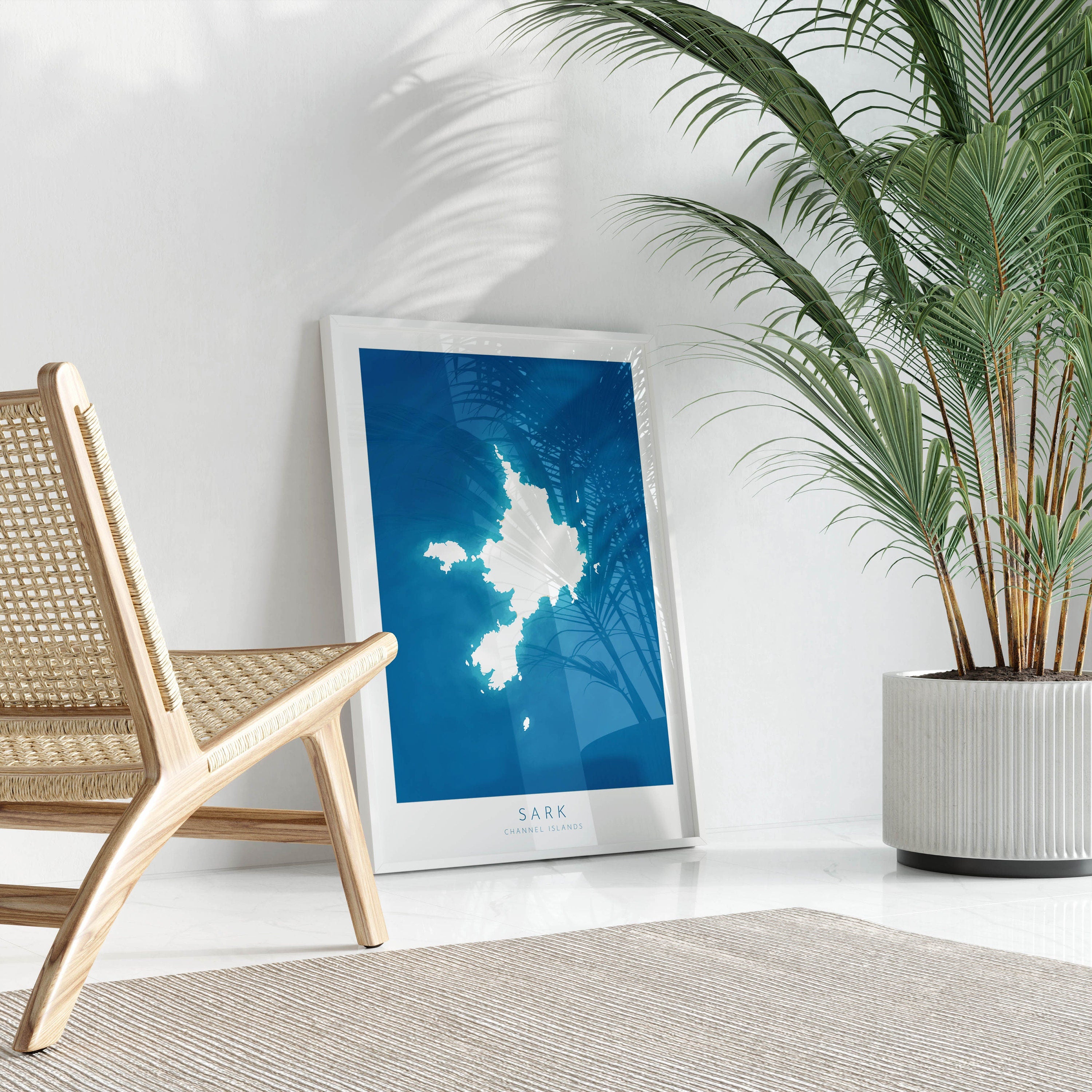 Sark Map Art - Isle of Sark Art Print, Channel Islands Map Gift, Channel Islands Map Art, Sark Map Blue, Channel Island Art