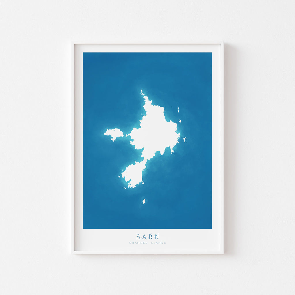 Sark Map Art - Isle of Sark Art Print, Channel Islands Map Gift, Channel Islands Map Art, Sark Map Blue, Channel Island Art