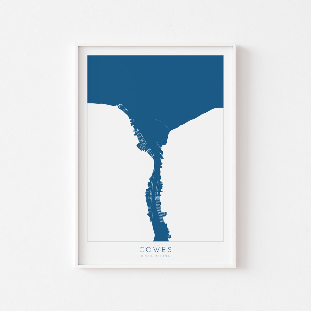 Cowes Map - Cowes, Isle of Wight Map Art, Cowes Week Art, Isle of Wight Art, River Medina Map, Isle of Wight Travel Poster, Nautical Art