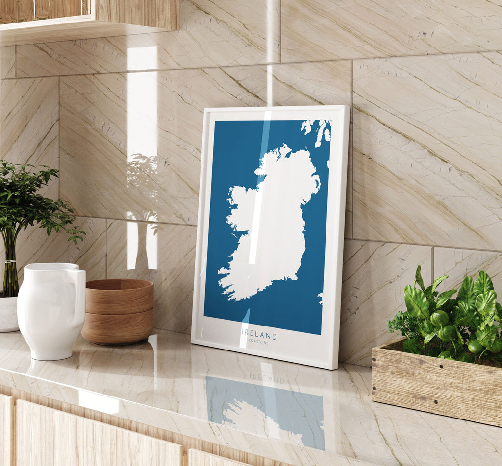 Ireland Map Art - Ireland Coast Map, Ireland Coastline Art, Ireland Art Poster