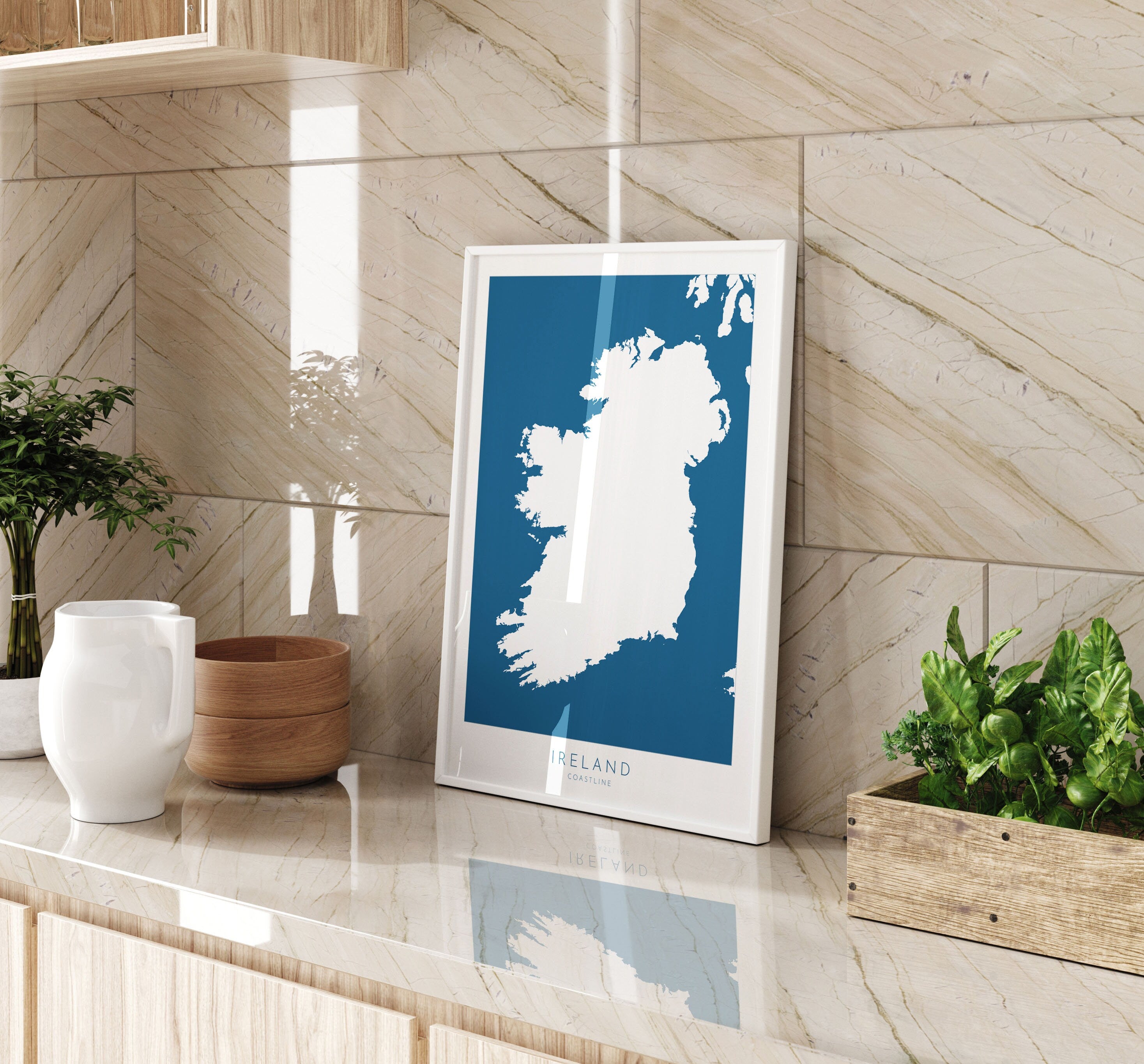Ireland Map Art - Ireland Coast Map, Ireland Coastline Art, Ireland Art Poster