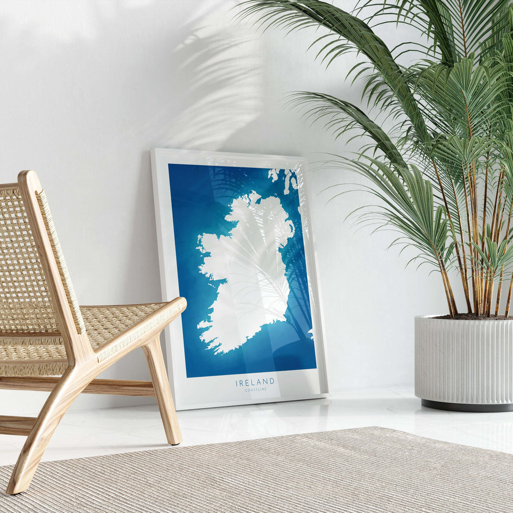 Ireland Map Art - Ireland Coast Map, Ireland Coastline Art, Ireland Art Poster