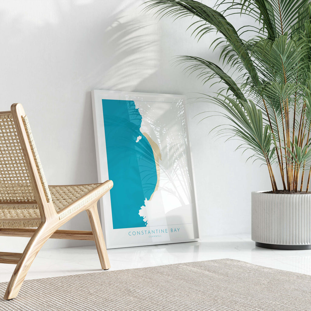 Constantine Bay Map - Constantine Bay Cornwall Art, Cornwall Map, Cornwall Coast Map, North Cornwall Coastline, Cornwall Beach Print