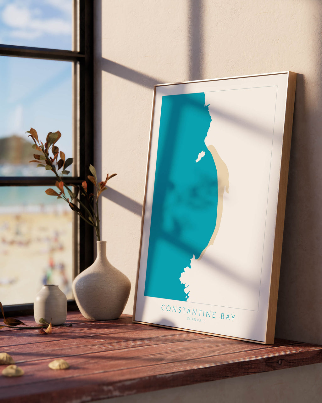 Constantine Bay Map - Constantine Bay Cornwall Art, Cornwall Map, Cornwall Coast Map, North Cornwall Coastline, Cornwall Beach Print