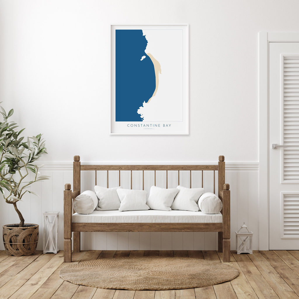 Constantine Bay Map - Constantine Bay Cornwall Art, Cornwall Map, Cornwall Coast Map, North Cornwall Coastline, Cornwall Beach Print