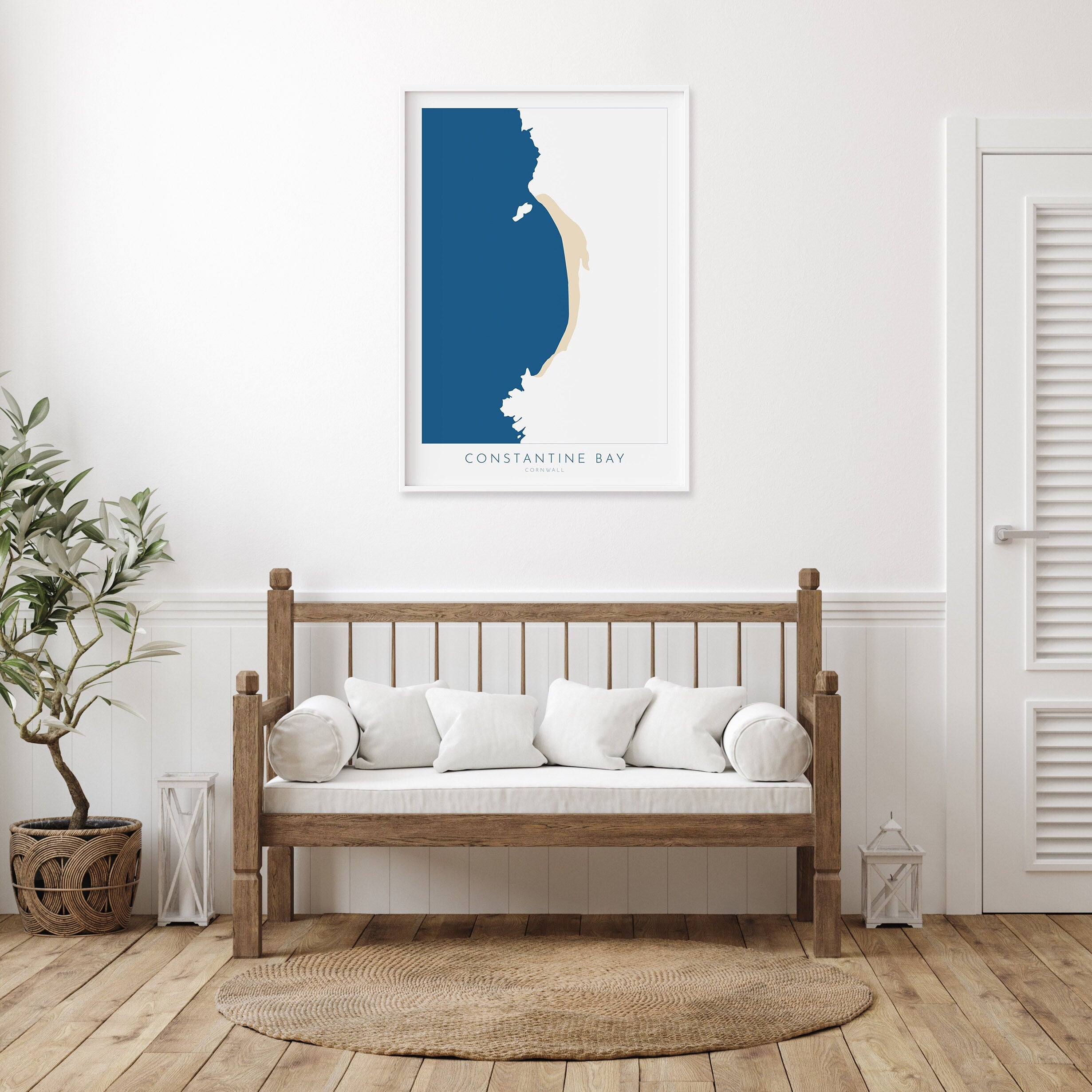 Constantine Bay Map - Constantine Bay Cornwall Art, Cornwall Map, Cornwall Coast Map, North Cornwall Coastline, Cornwall Beach Print