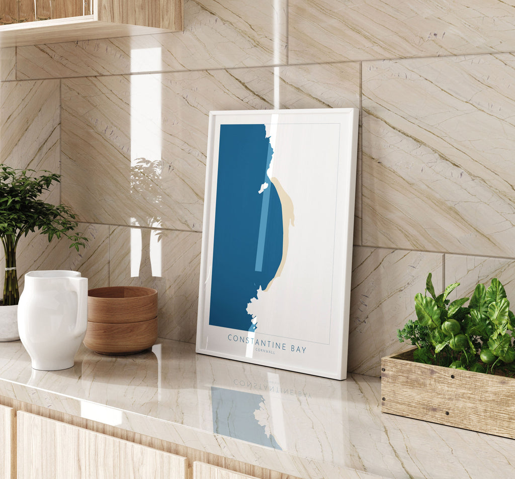 Constantine Bay Map - Constantine Bay Cornwall Art, Cornwall Map, Cornwall Coast Map, North Cornwall Coastline, Cornwall Beach Print