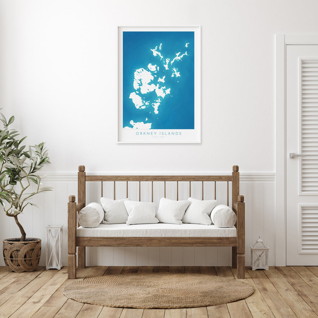 Orkney Islands Map Art - Orkney Islands Scotland Art Print, Orkney Scotland Gift, Scotland Map Art, Orkney Islands Map Blue, River Map