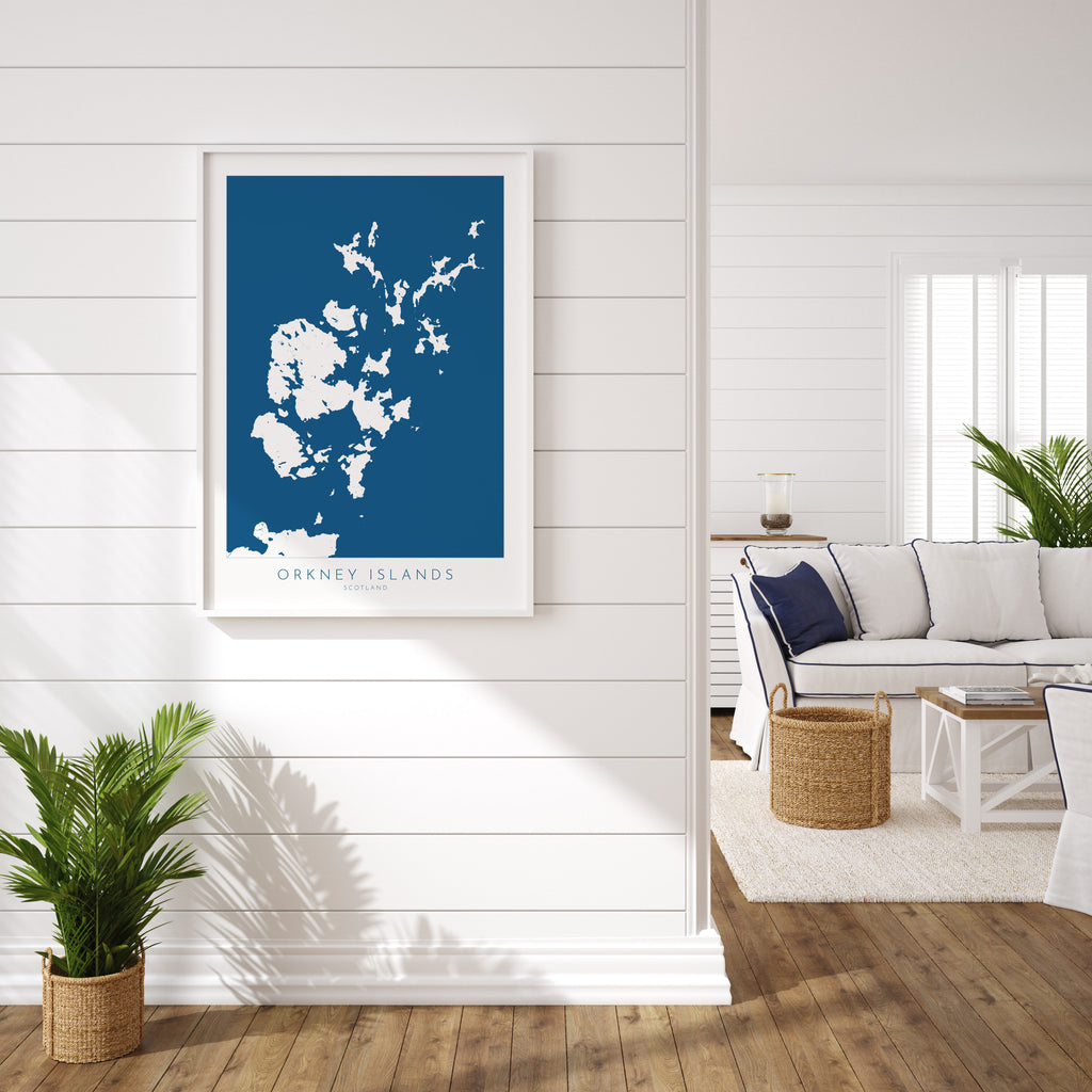 Orkney Islands Map Art - Orkney Islands Scotland Art Print, Orkney Scotland Gift, Scotland Map Art, Orkney Islands Map Blue, River Map