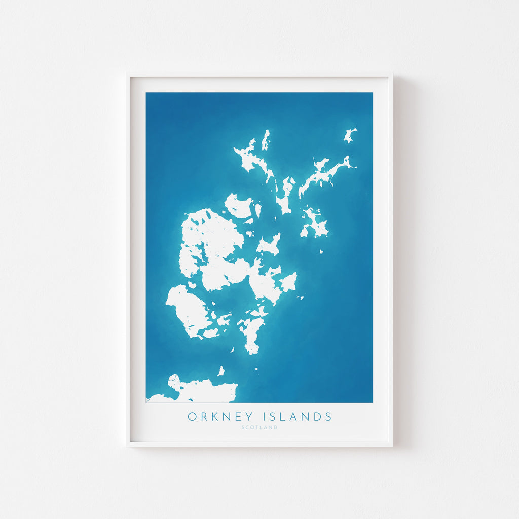 Orkney Islands Map Art - Orkney Islands Scotland Art Print, Orkney Scotland Gift, Scotland Map Art, Orkney Islands Map Blue, River Map