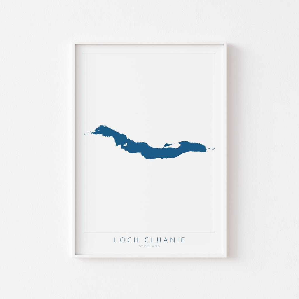 Loch Cluanie Map Art - Scottish Loch Maps, Loch Cluanie Art Print, Scotland Art Print, Scotland Gift, Scotland Map Art, Loch Gift