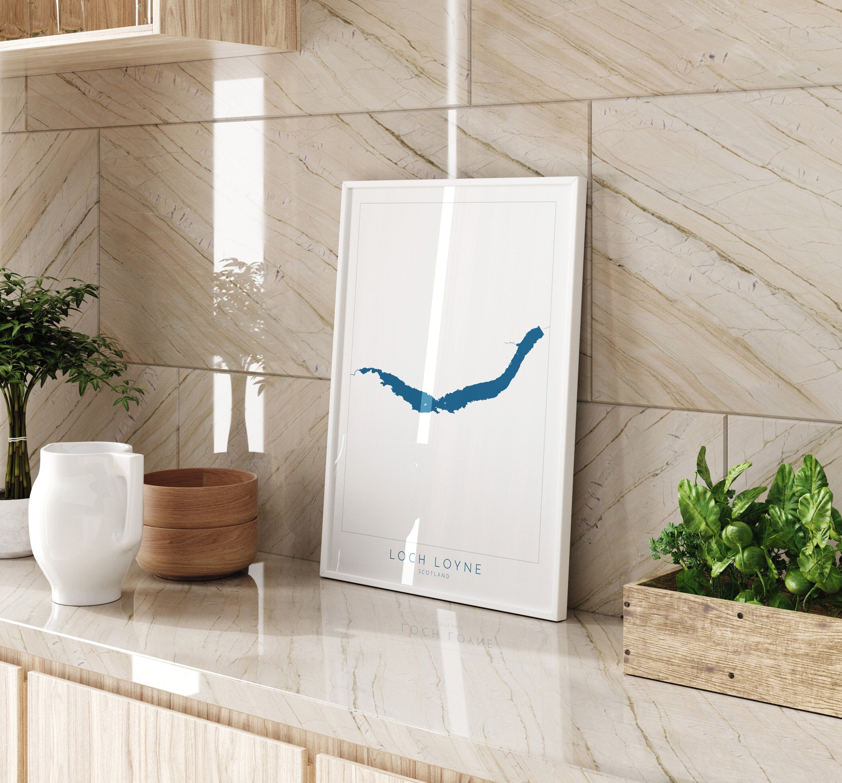 Loch Loyne Map Art - Scottish Loch Maps, Loch Loyne Art Print, Scotland Art Print, Scotland Gift, Scotland Map Art, Loch Gift