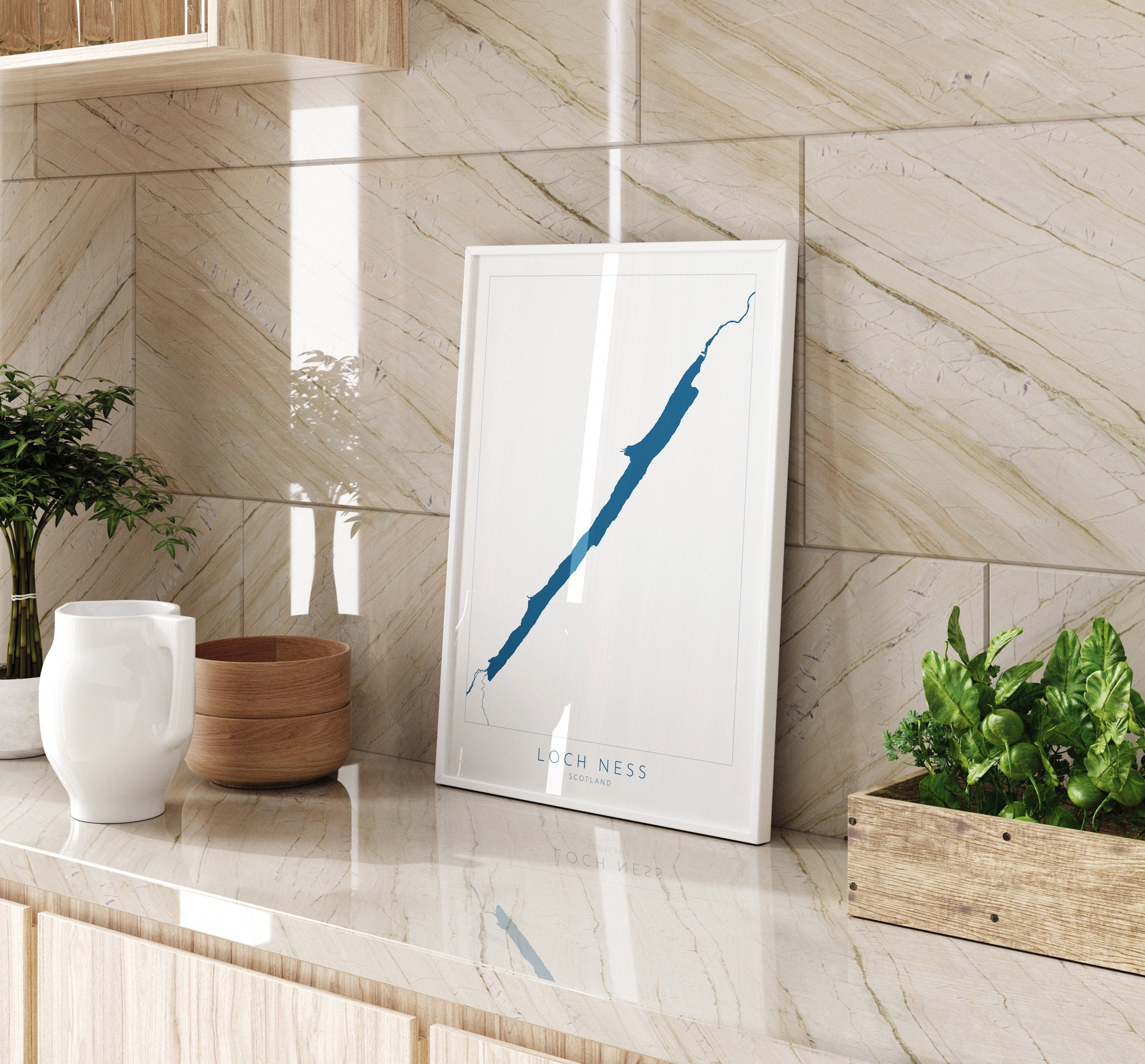 Loch Ness Map Art - Scottish Loch Maps, Loch Ness Art Print, Scotland Art Print, Scotland Gift, Scotland Map Art, Loch Ness Gift