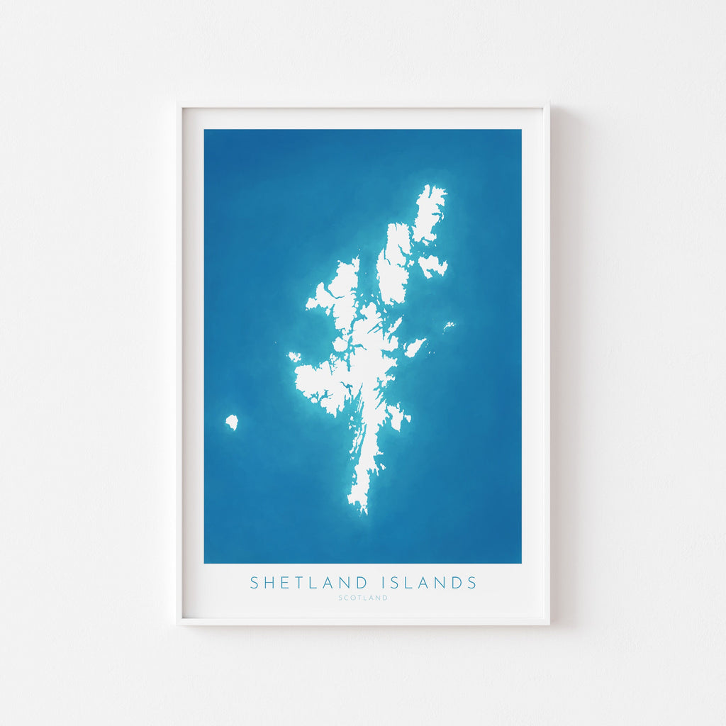 Shetland Islands Map Art - Shetland Islands Scotland Art Print, Shetland Scotland Gift, Scotland Map Art, Shetland Islands Map Blue
