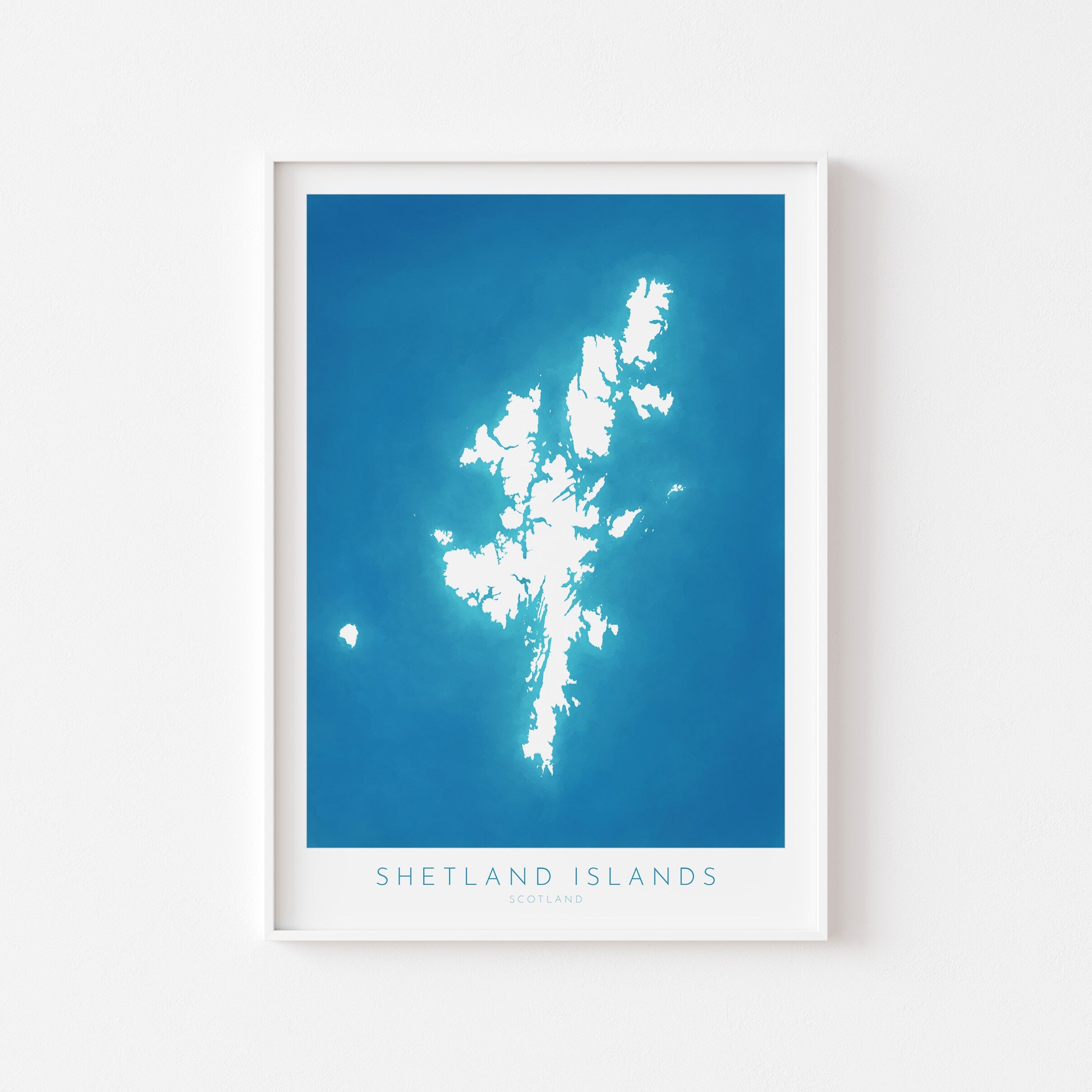 Shetland Islands Map Art - Shetland Islands Scotland Art Print, Shetland Scotland Gift, Scotland Map Art, Shetland Islands Map Blue